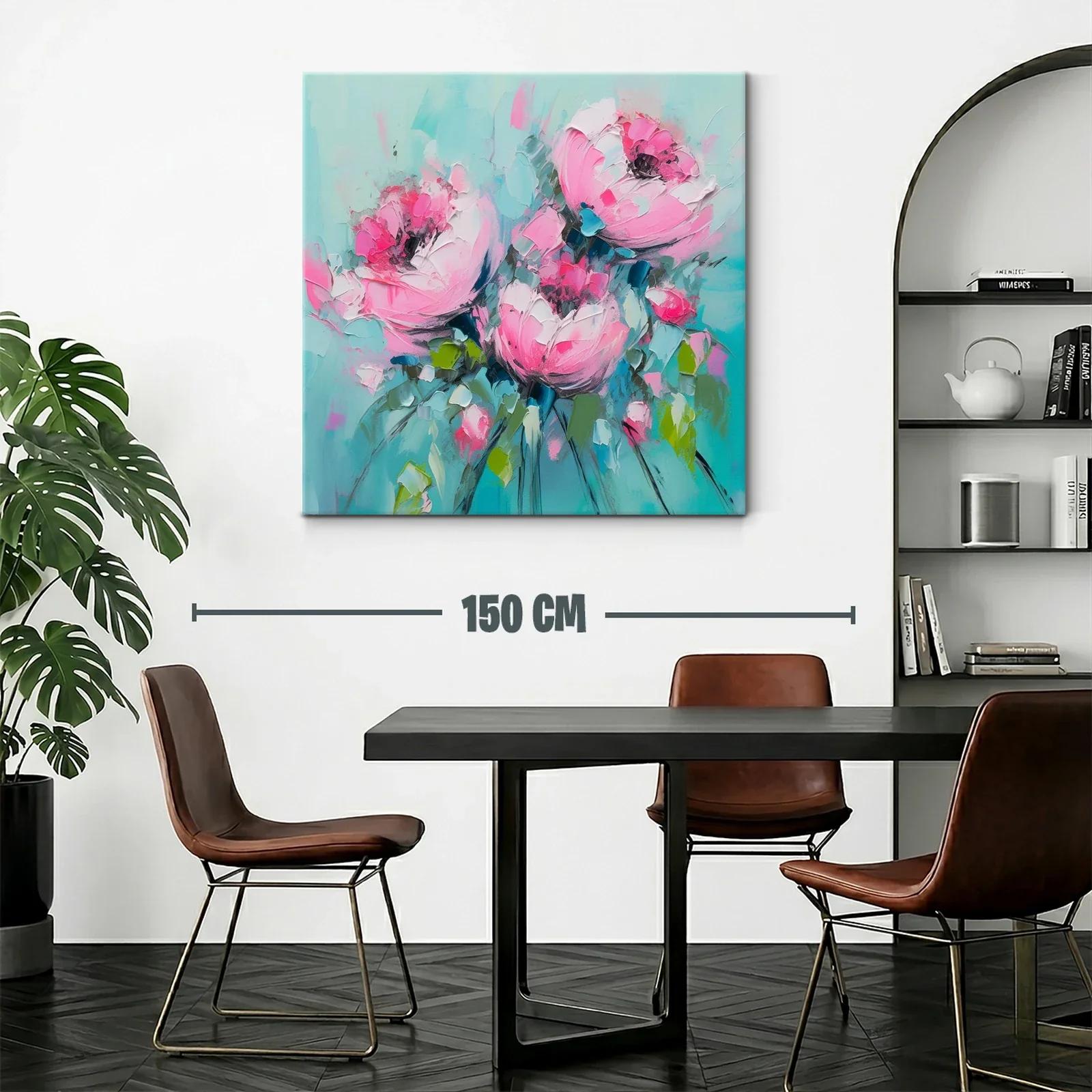 Flores rosas vibrantes sobre fondo turquesa suave — miniatura 2