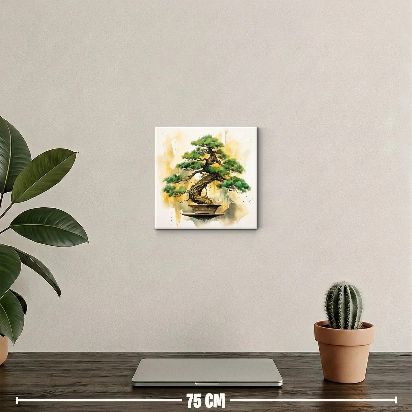 Cuadro con árbol bonsái y tonos cálidos que inspiran calma — miniatura 2