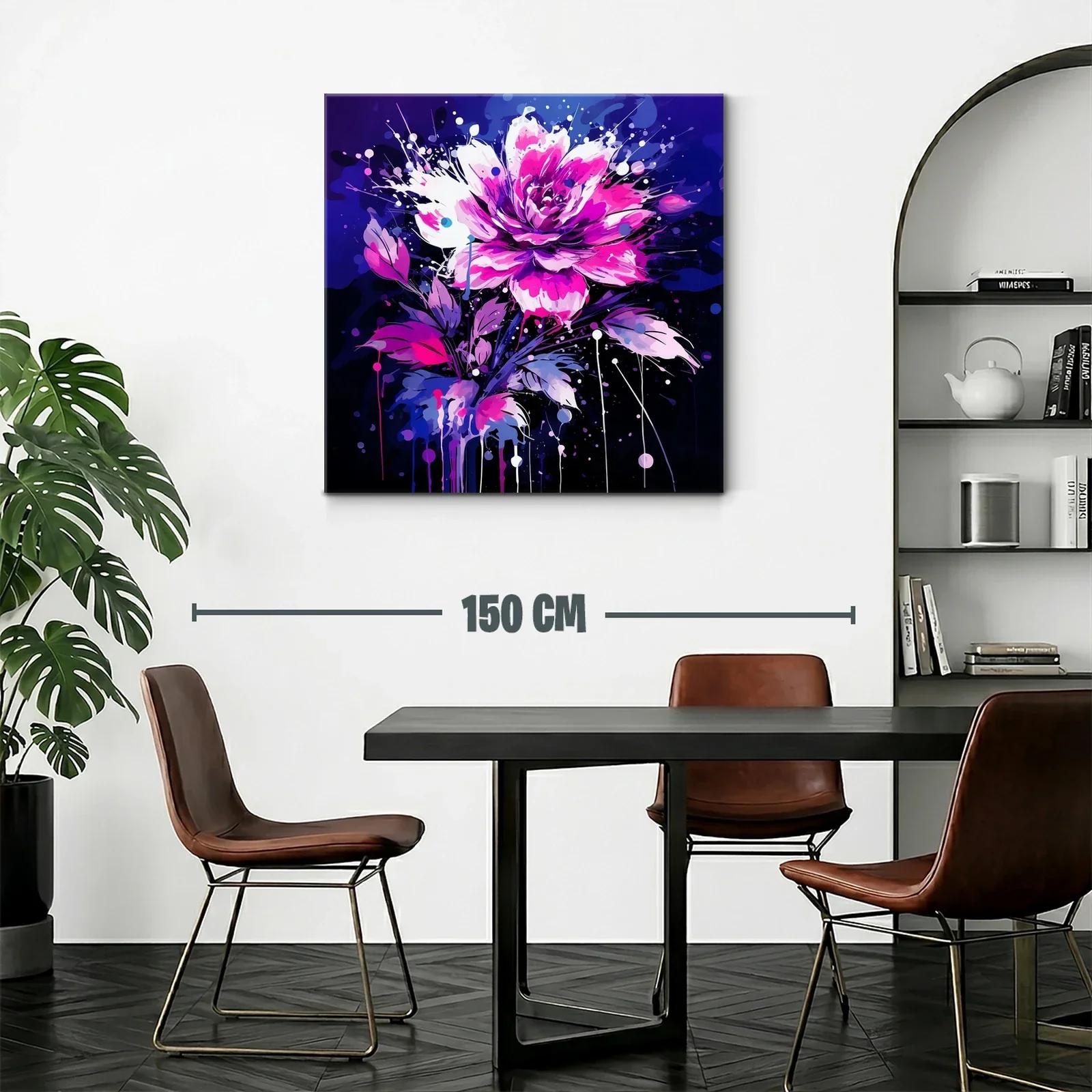 Cuadro de flor vibrante con tonos fucsia y azul marino — miniatura 2