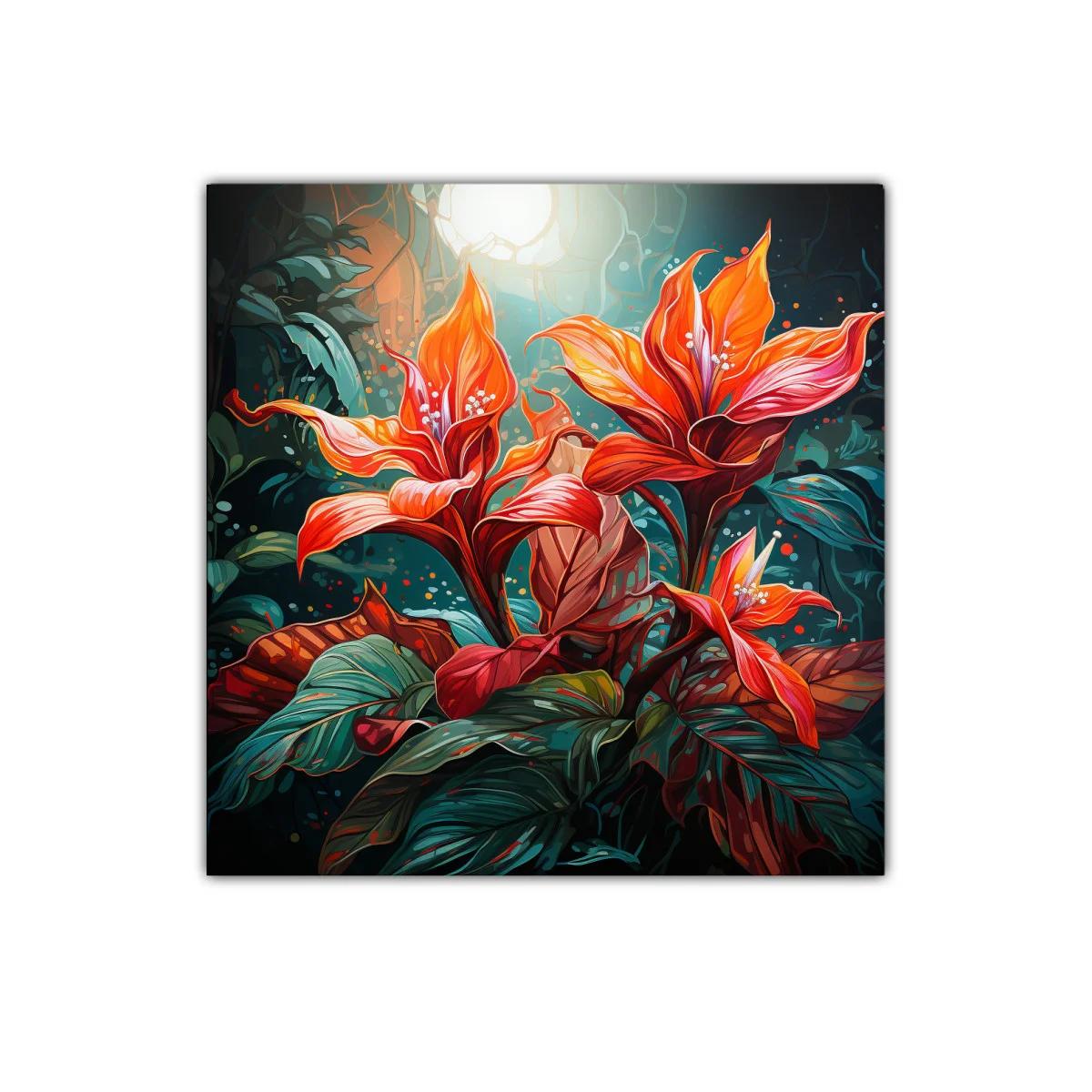 Flores vibrantes en vibrante contraste de colores cálidos y fríos
