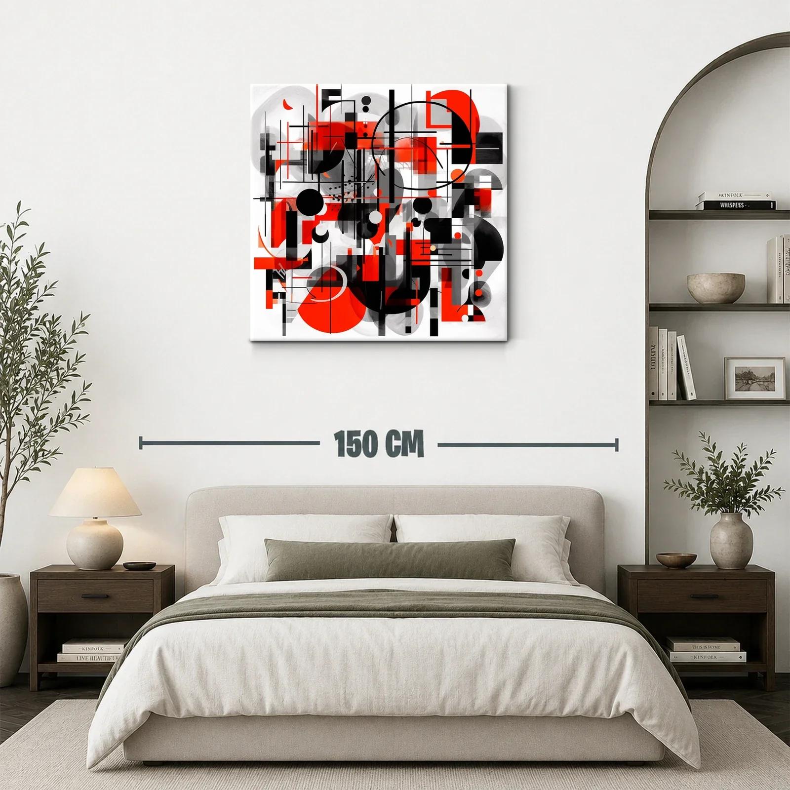 Composición geométrica en rojo negro y gris para espacios modernos — miniatura 3