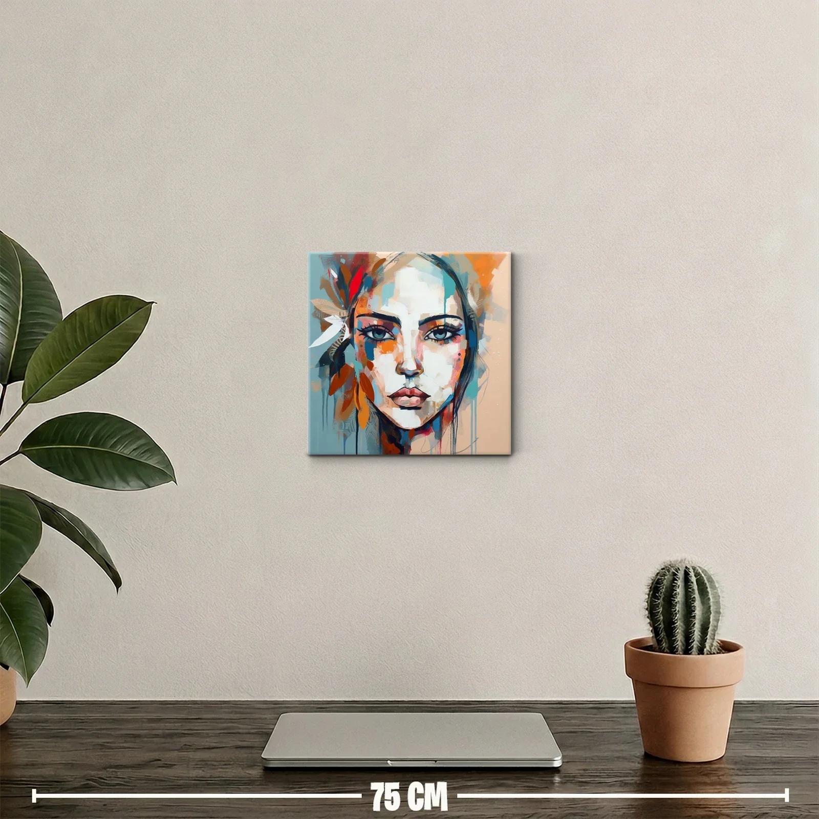 Retrato femenino con tonos vibrantes y detalles florales — miniatura 2