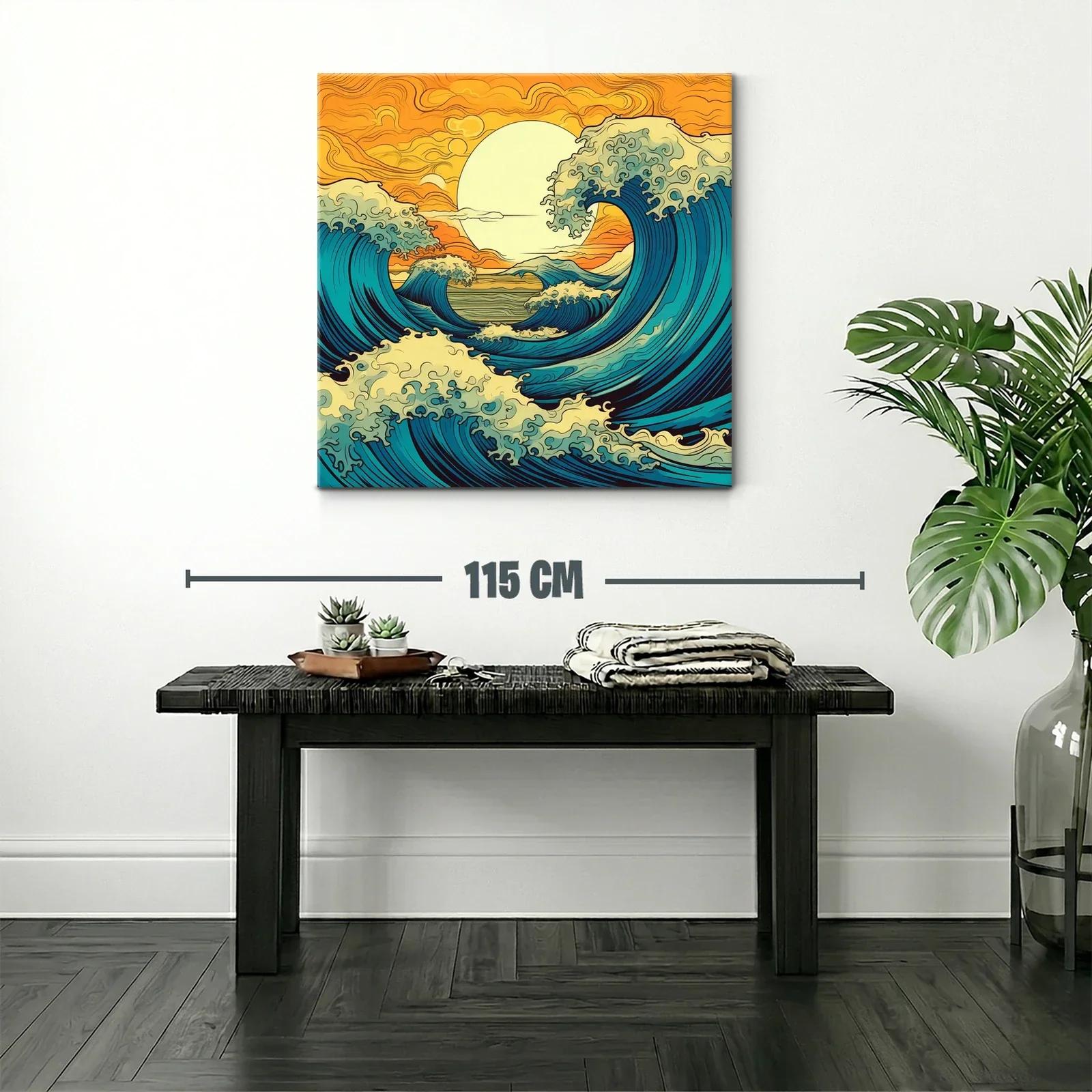 Olas vibrantes bajo un sol dorado en movimiento continuo — miniatura 2