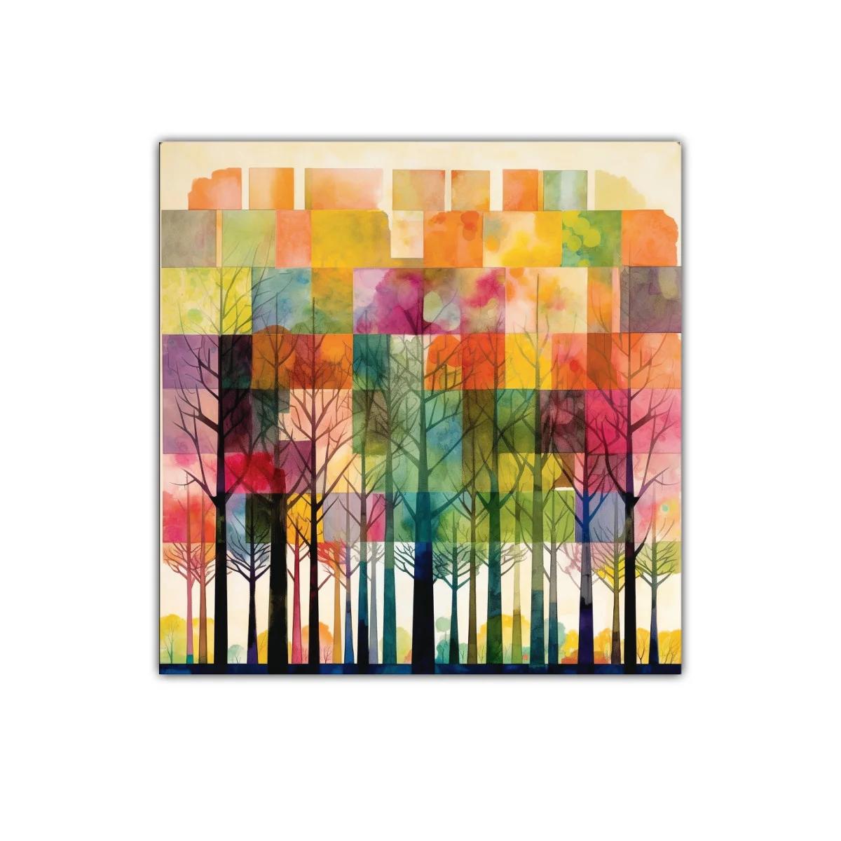 Bosque multicolor con texturas y formas geométricas — imagen principal
