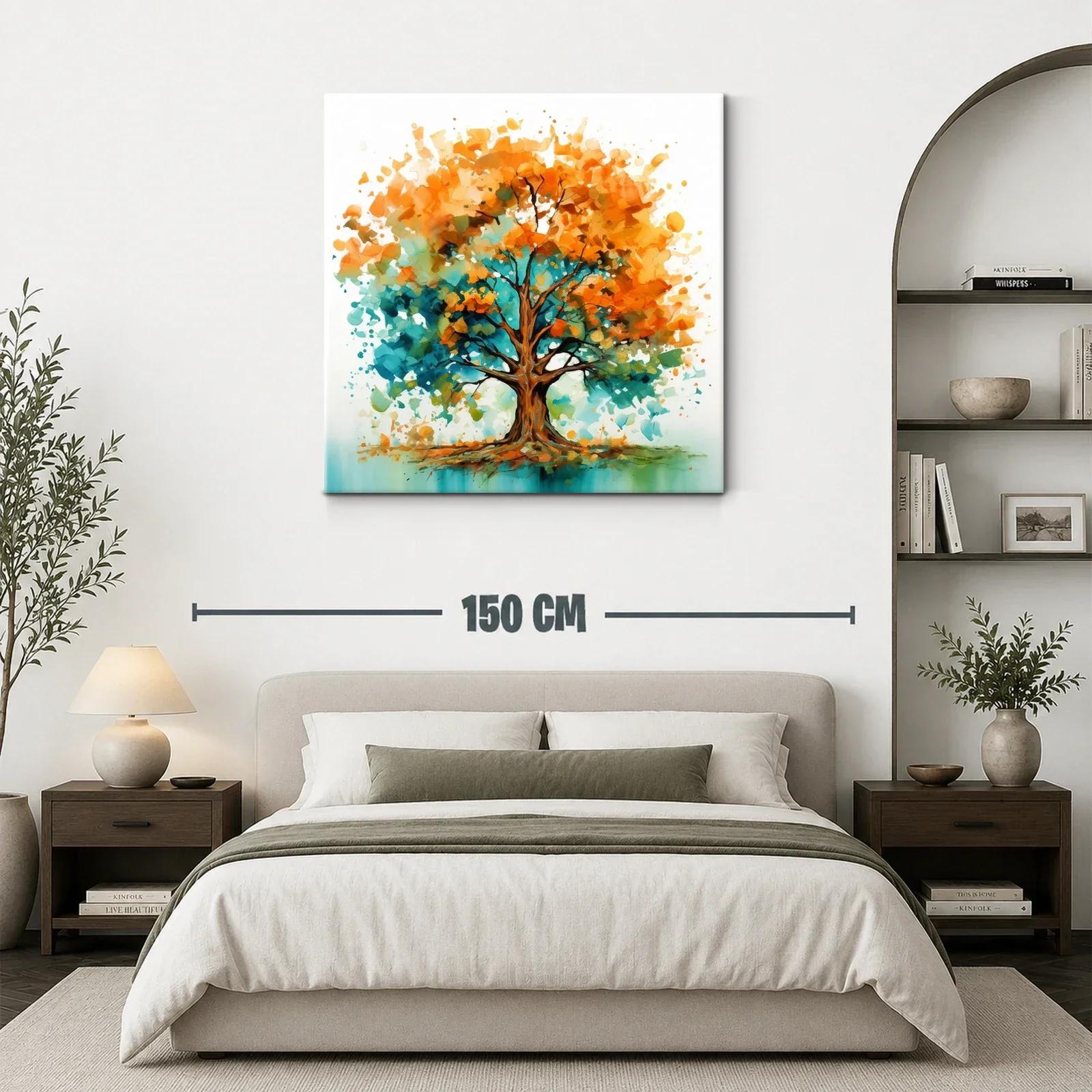 Árbol vibrante con tonos naranja y turquesa — miniatura 3