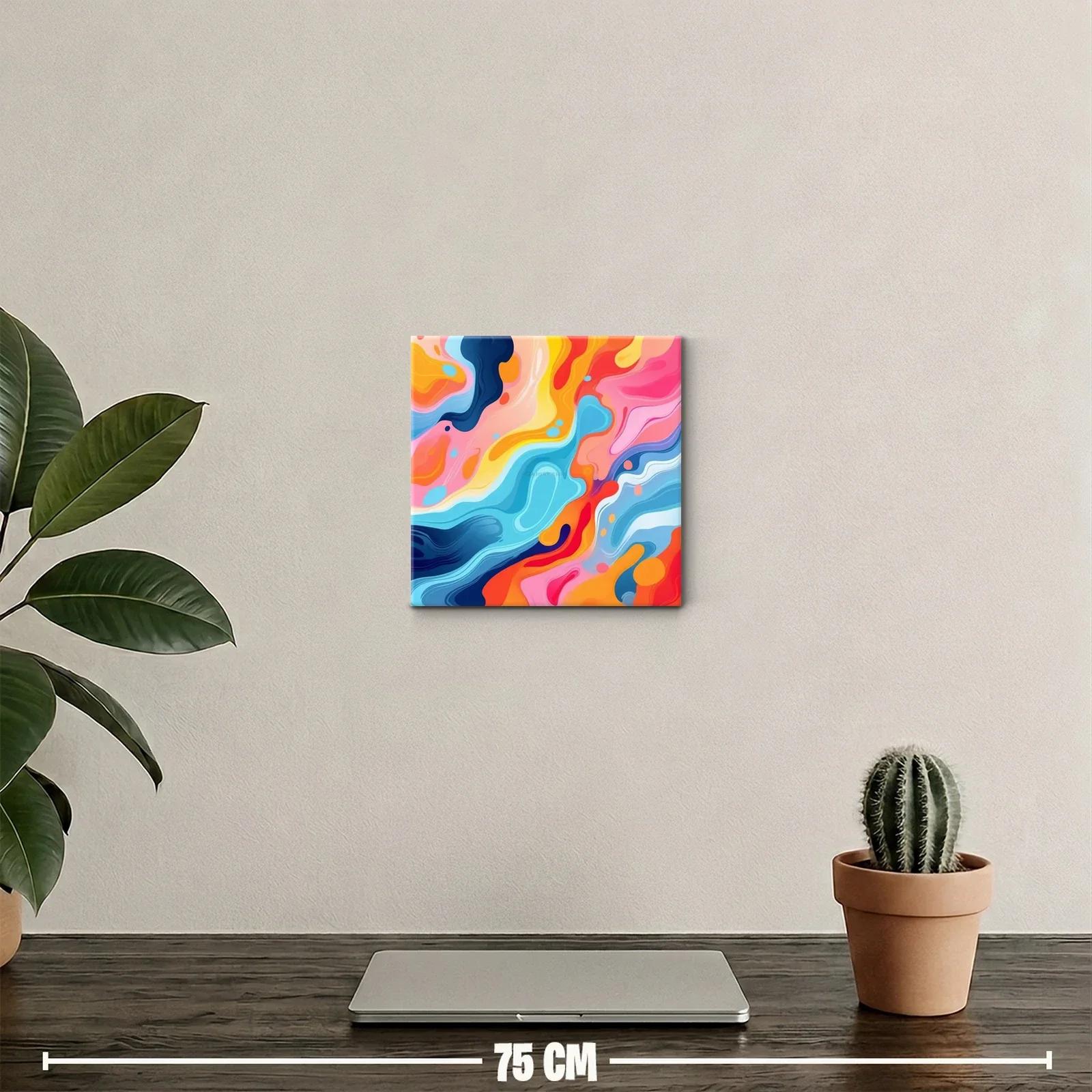 Cuadro vibrante con formas abstractas en colores cálidos y fríos — miniatura 2