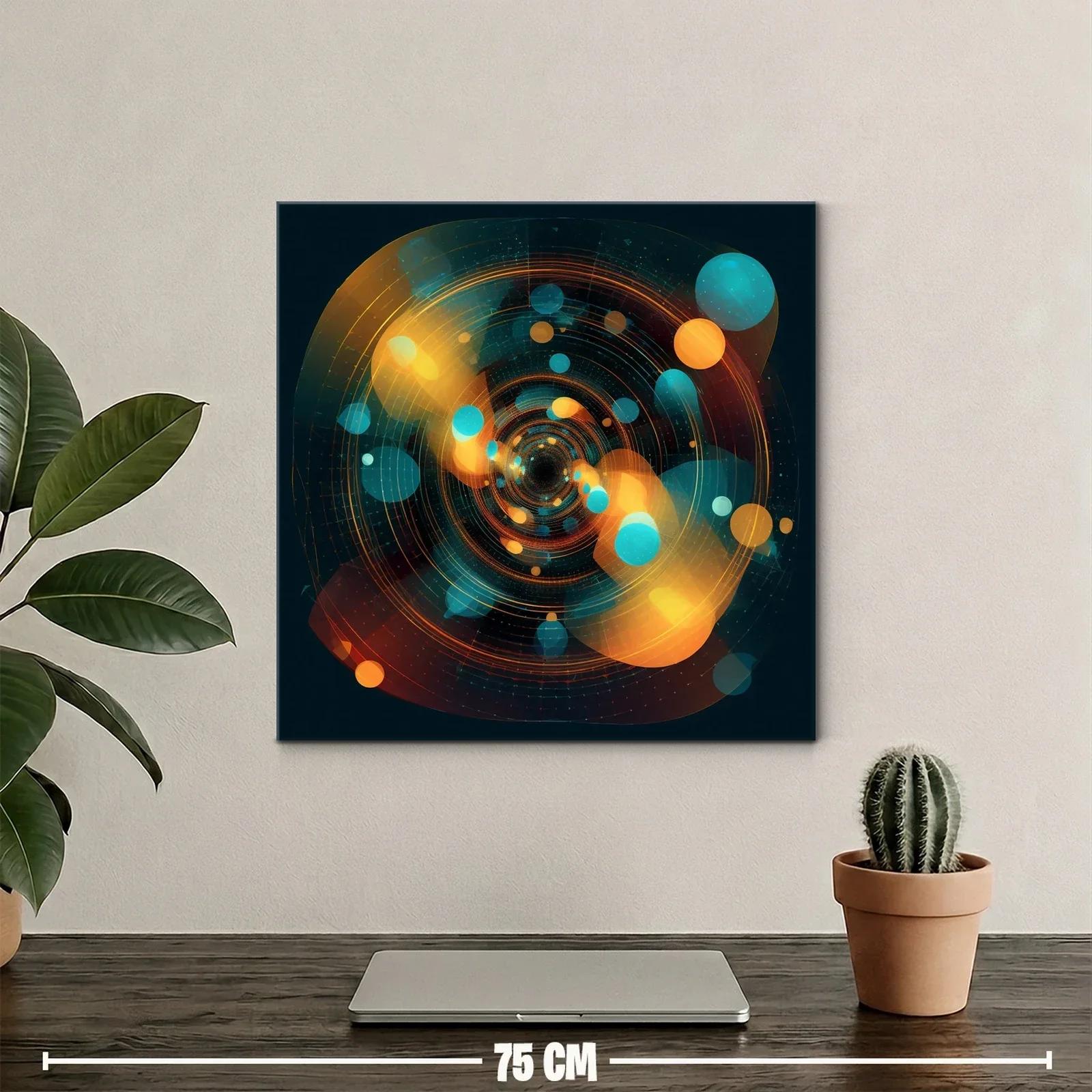 Cuadro abstracto con esferas y patrones circulares vibrantes — miniatura 2