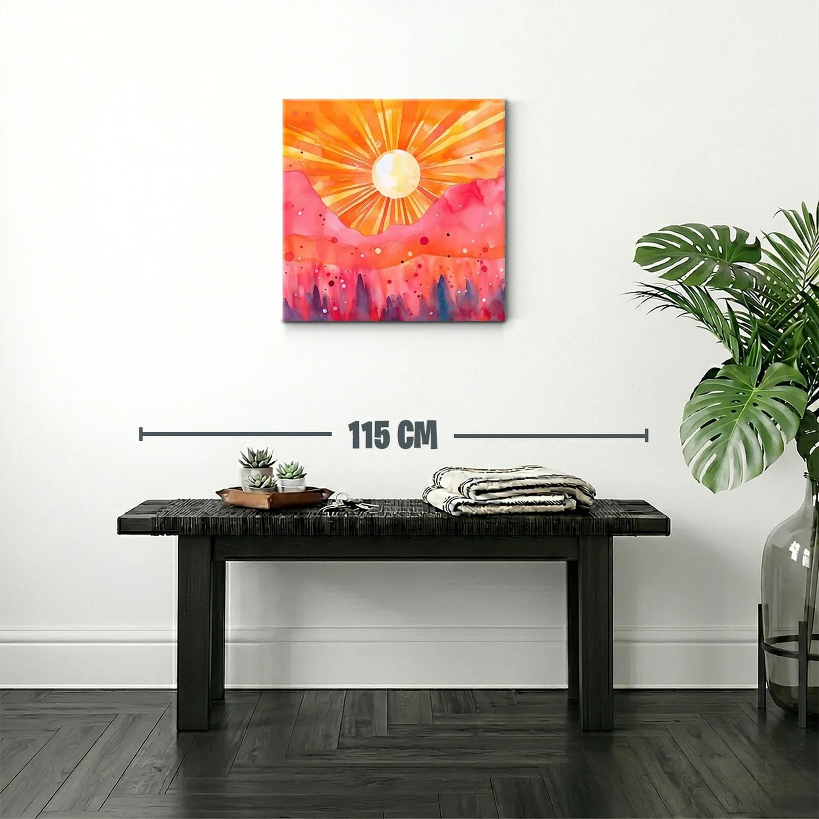 Atardecer vibrante con montañas rosa y sol radiante — miniatura 2