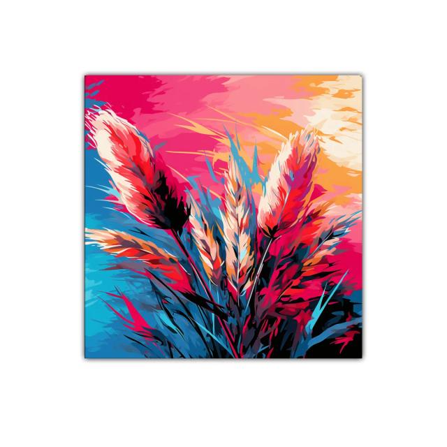 Cuadro decorativo con ramo de hierbas en tonos vibrantes