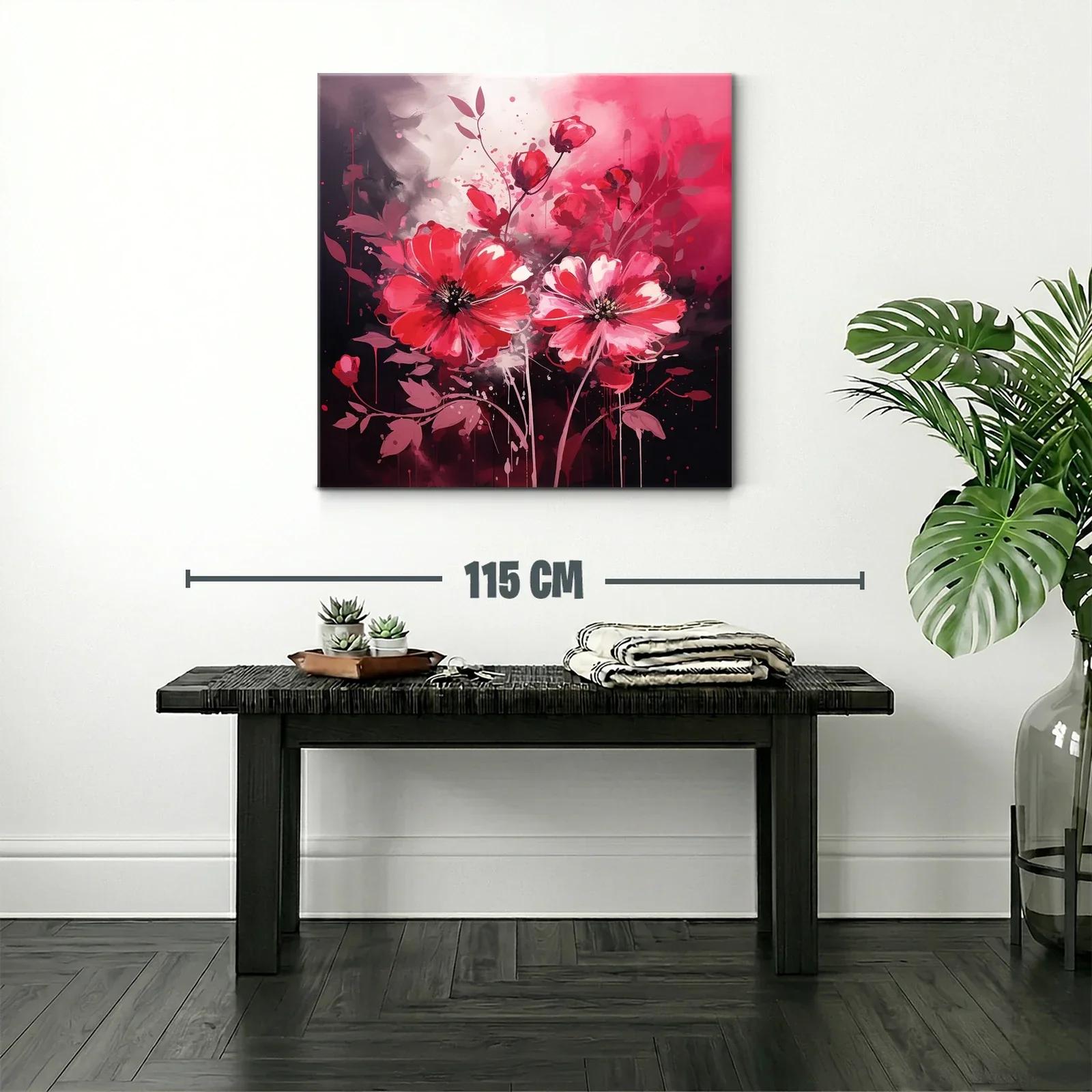 Flores vibrantes en tonos rojos y rosas con fondo oscuro — miniatura 2