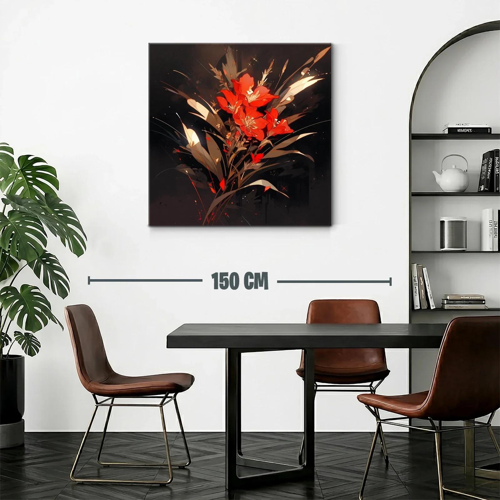 Ramo vibrante de flores rojas con fondo oscuro elegante — miniatura 2
