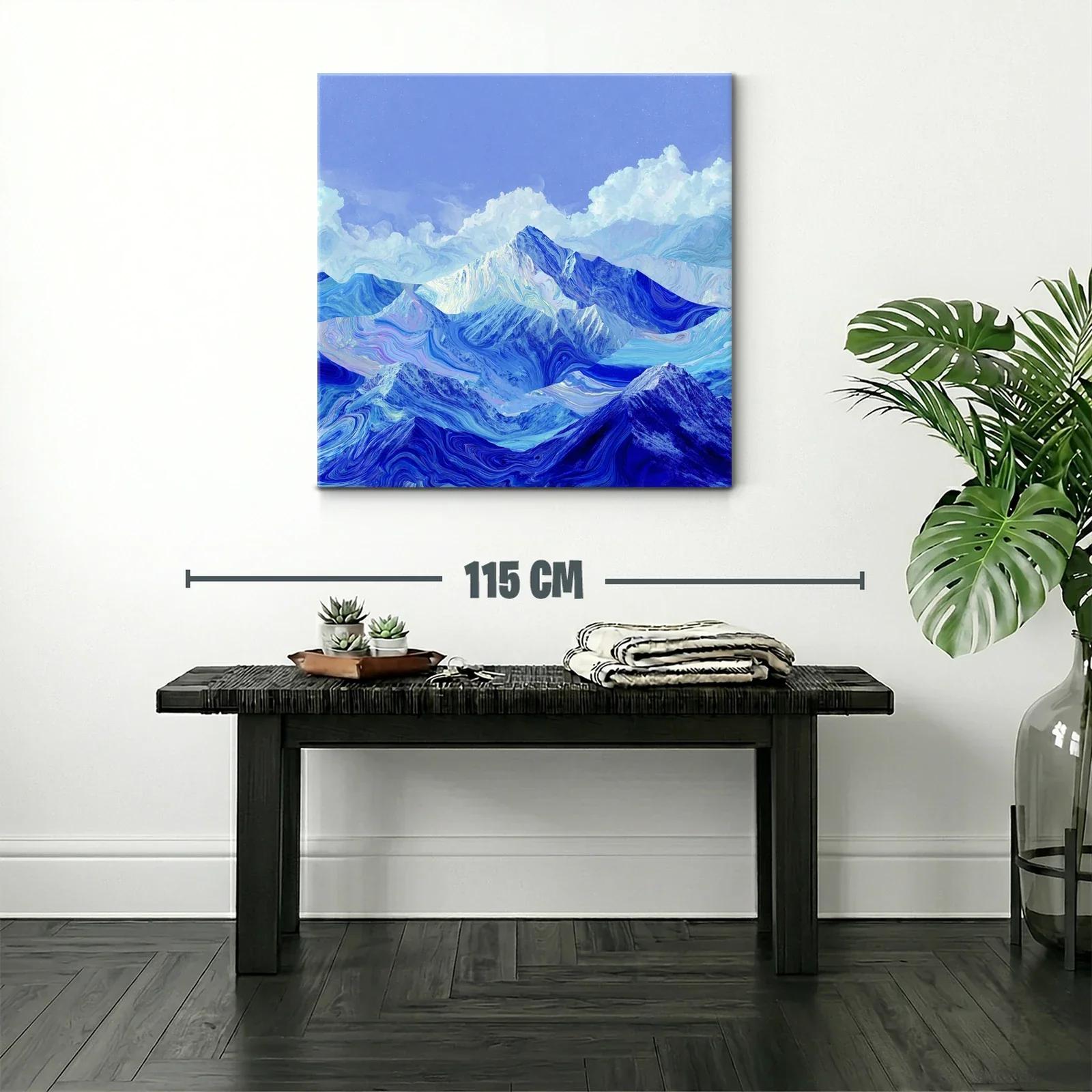 Montañas azules con texturas onduladas y cielo nublado — miniatura 2