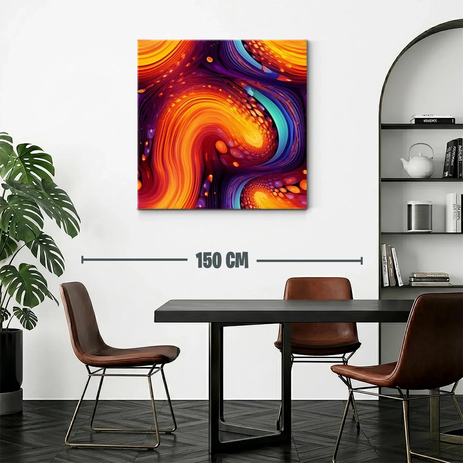Cuadro abstracto con vibrantes remolinos en tonos cálidos — miniatura 2
