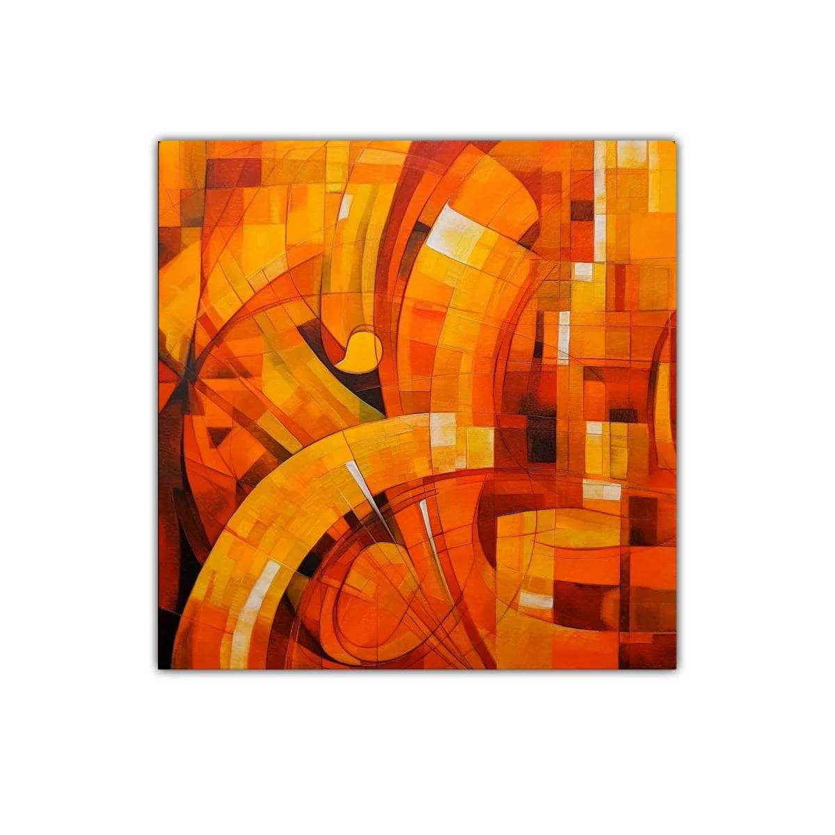 Cuadro abstracto en tonos cálidos naranja y amarillo — miniatura 1