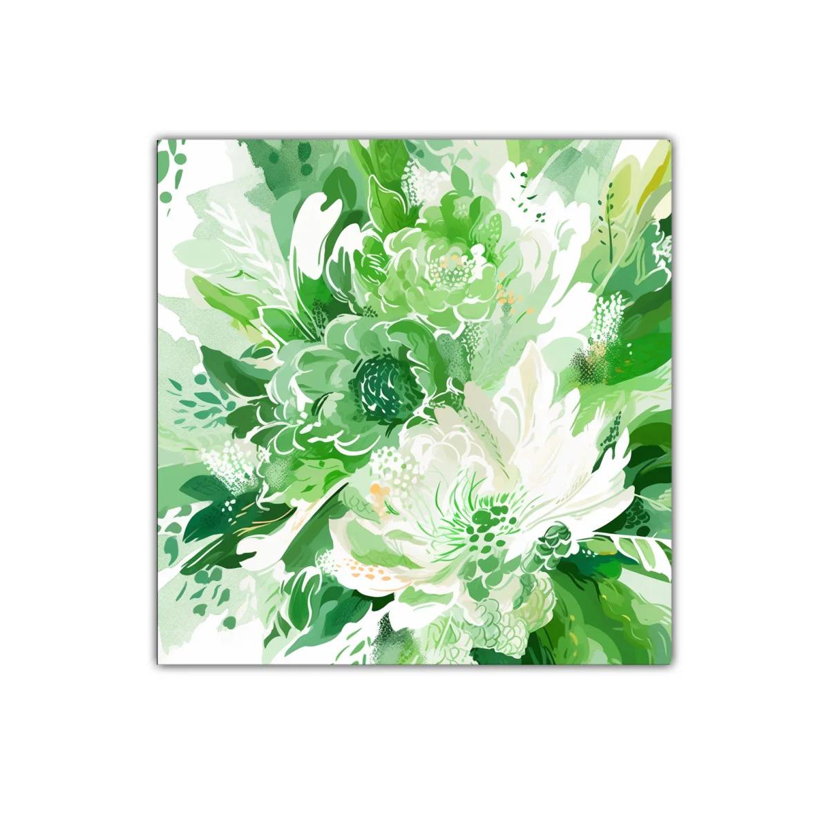 Cuadro floral con tonos verdes y blancos para decoración natural — imagen principal