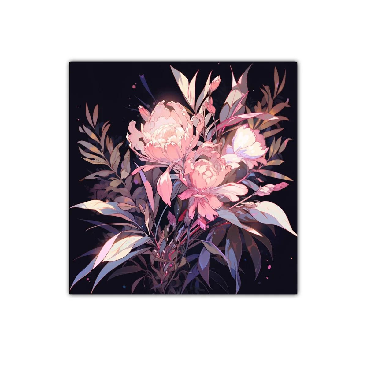 Ramo floral delicado en tonos rosa y lavanda sobre fondo oscuro — imagen principal