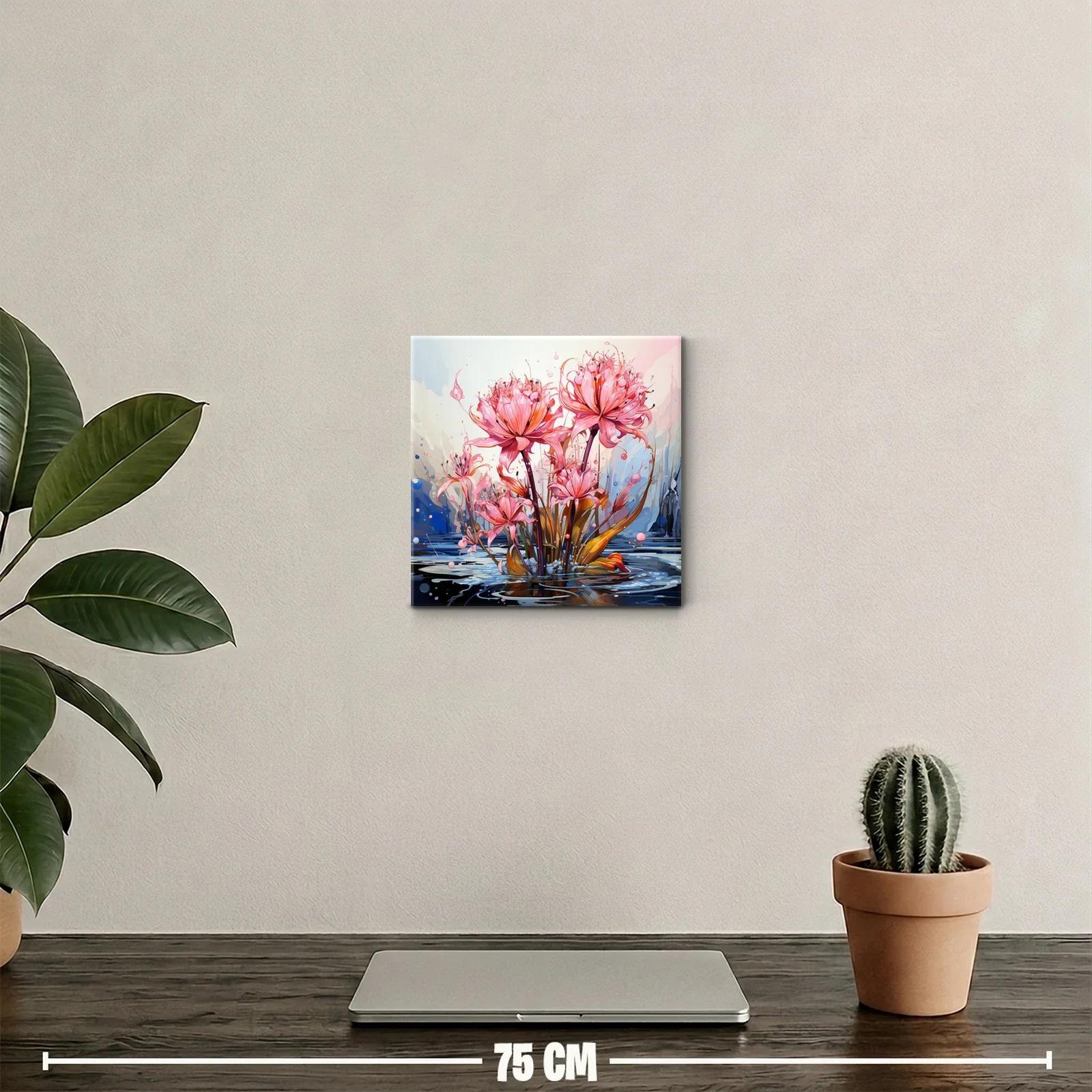 Flores exuberantes en tonos rosa sobre agua reflejada — miniatura 2