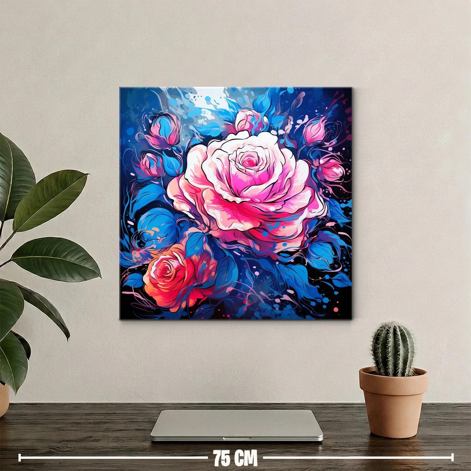 Rosas vibrantes con contrastes de azul intenso y rosa — miniatura 2