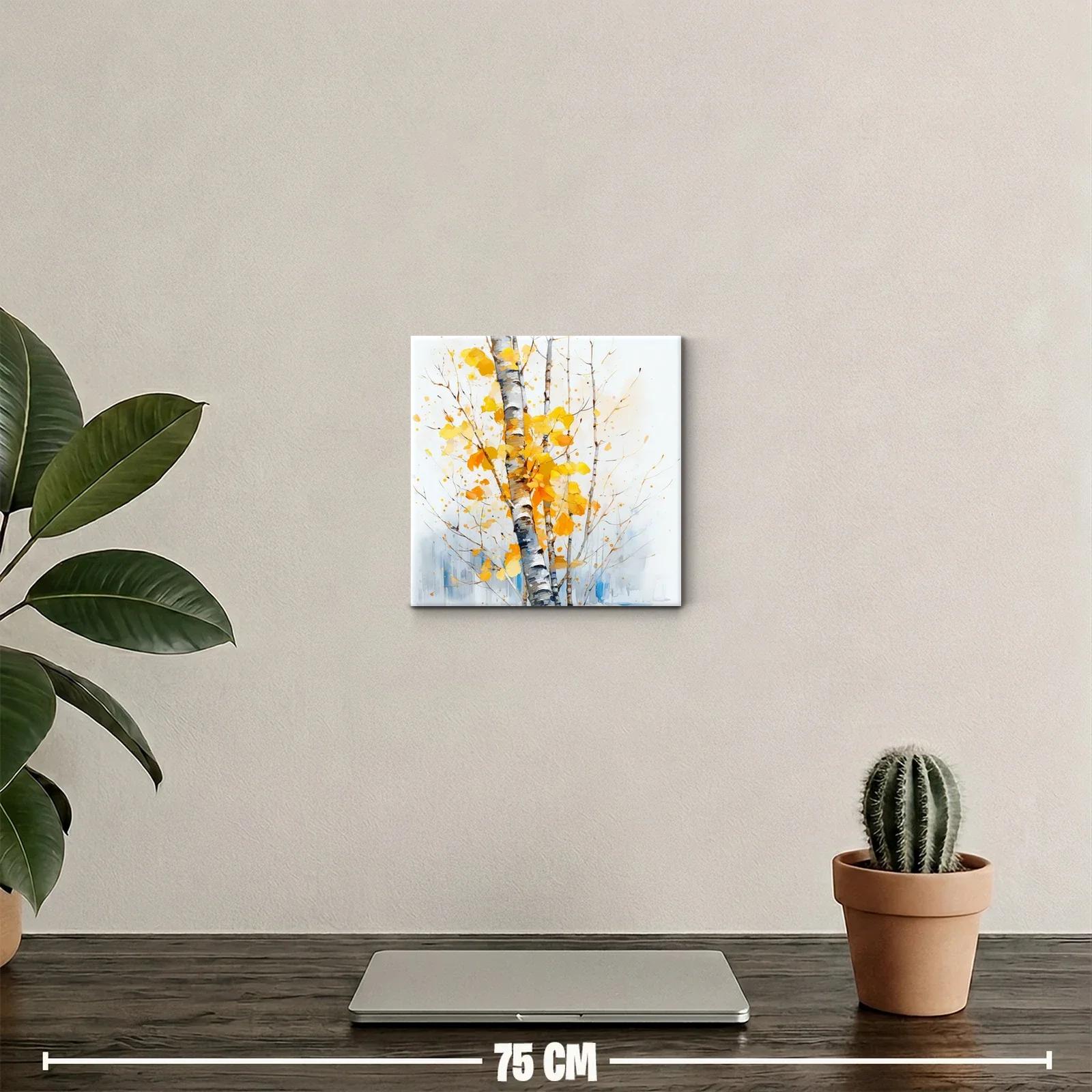 Bosque de abedules con hojas doradas en otoño — miniatura 2