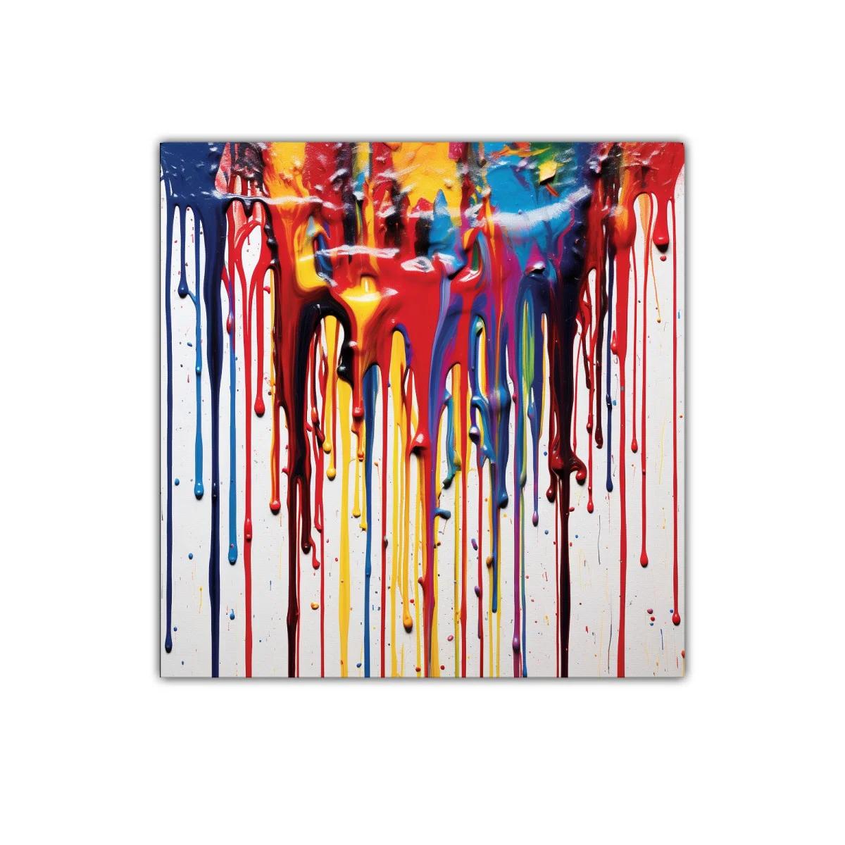 Cuadro abstracto con goteo de colores vivos y dinámica energía — imagen principal