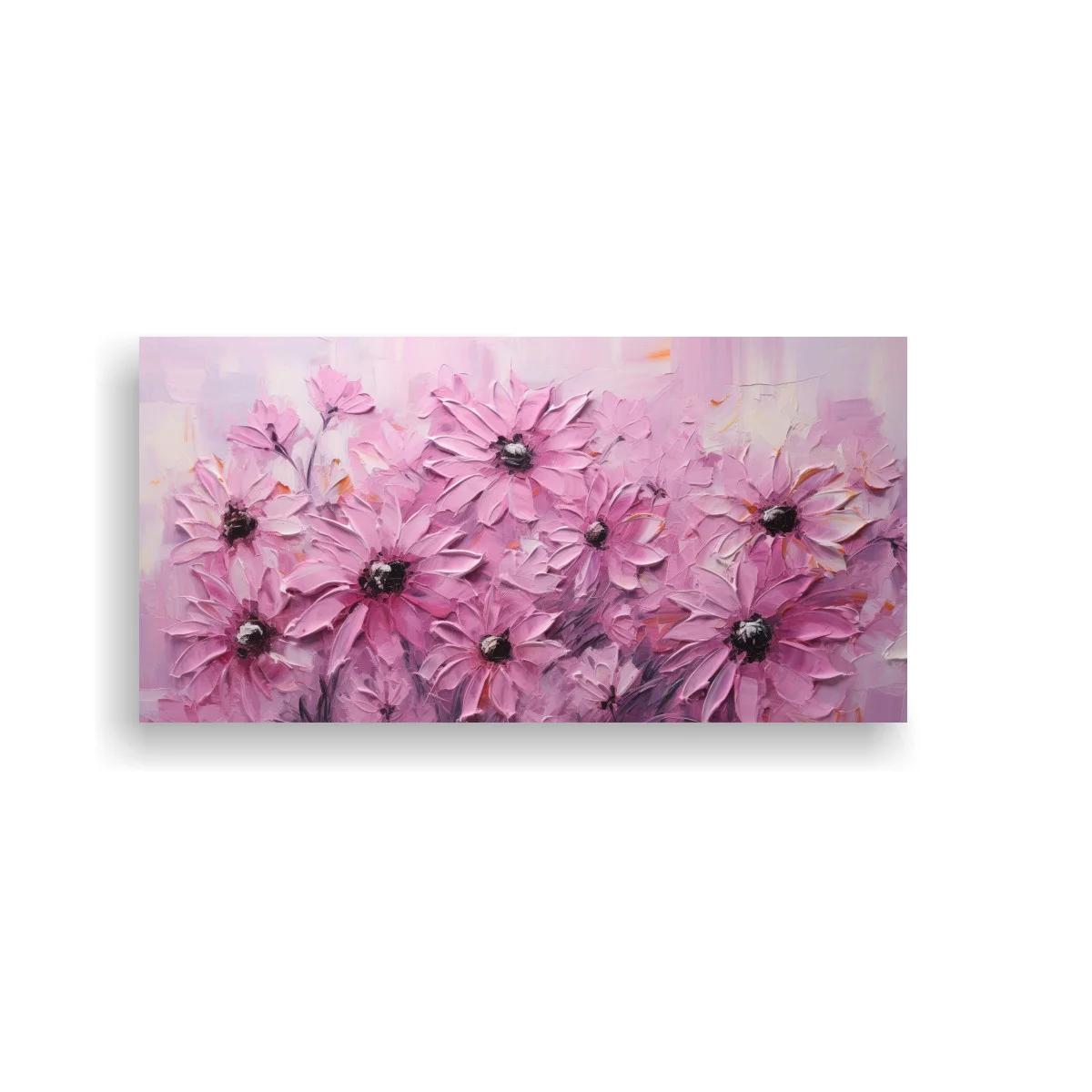 Cuadro de dalias rosadas con fondo suave