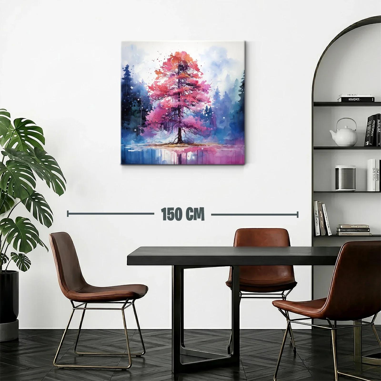 Árbol vibrante en tonos morados y rosas sobre lago tranquilo — miniatura 2