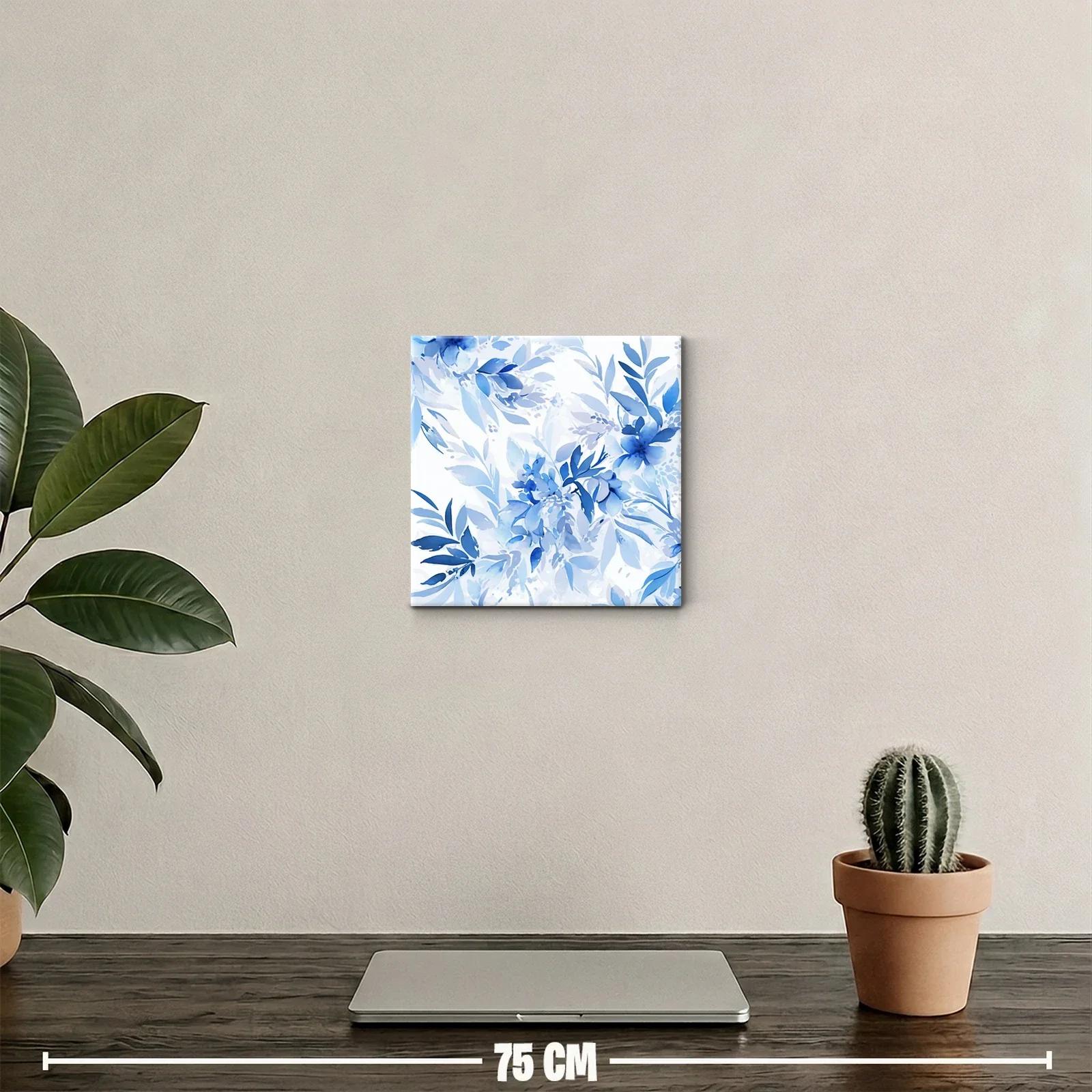 Cuadro Decorativo Floral en Tonos Azules Suaves y Profundos — miniatura 2