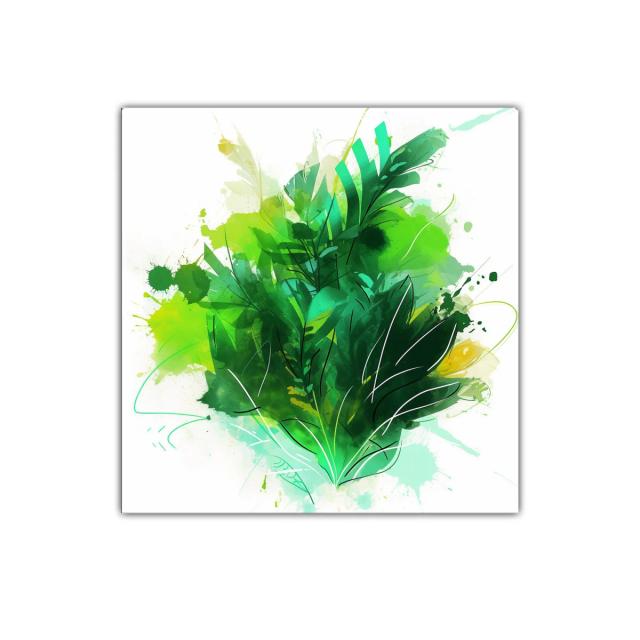 Composición vibrante de hojas verdes y trazos orgánicos