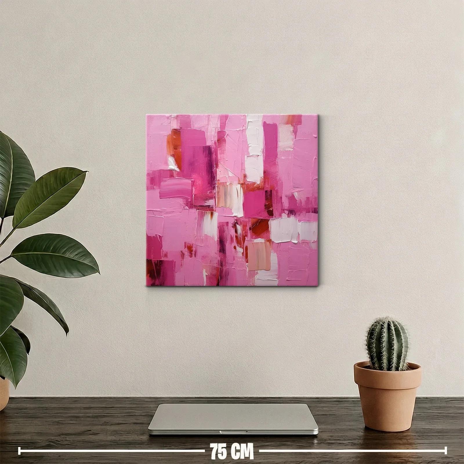 Cuadro abstracto con vibrantes tonos rosas y blancos — miniatura 2