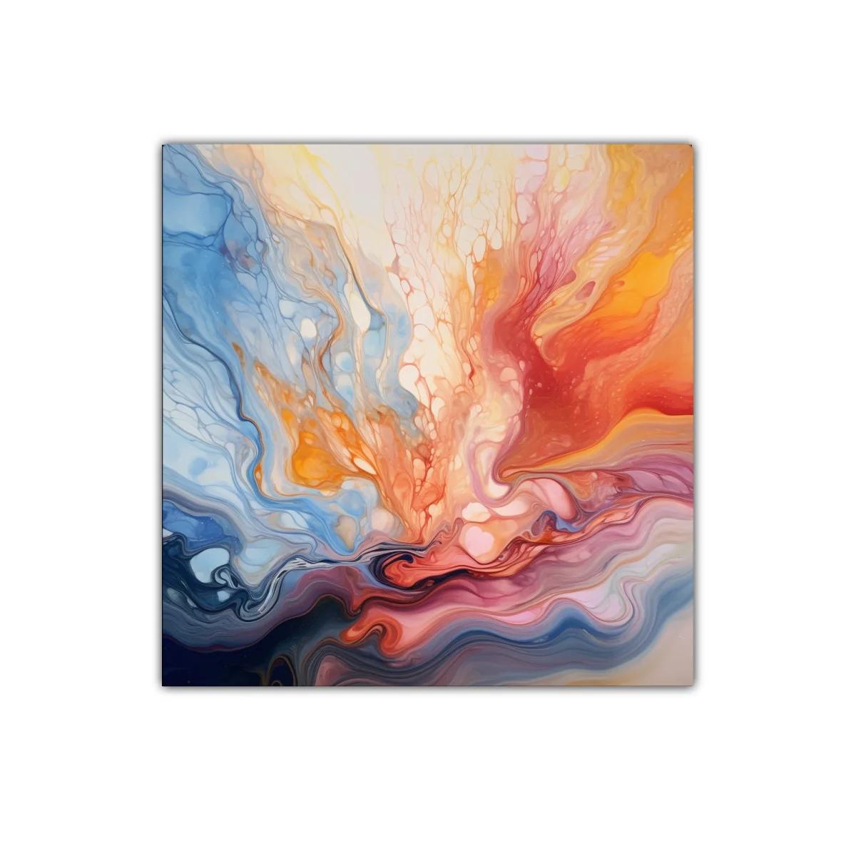 Cuadro decorativo con diseño abstracto en tonos cálidos y fríos — imagen principal