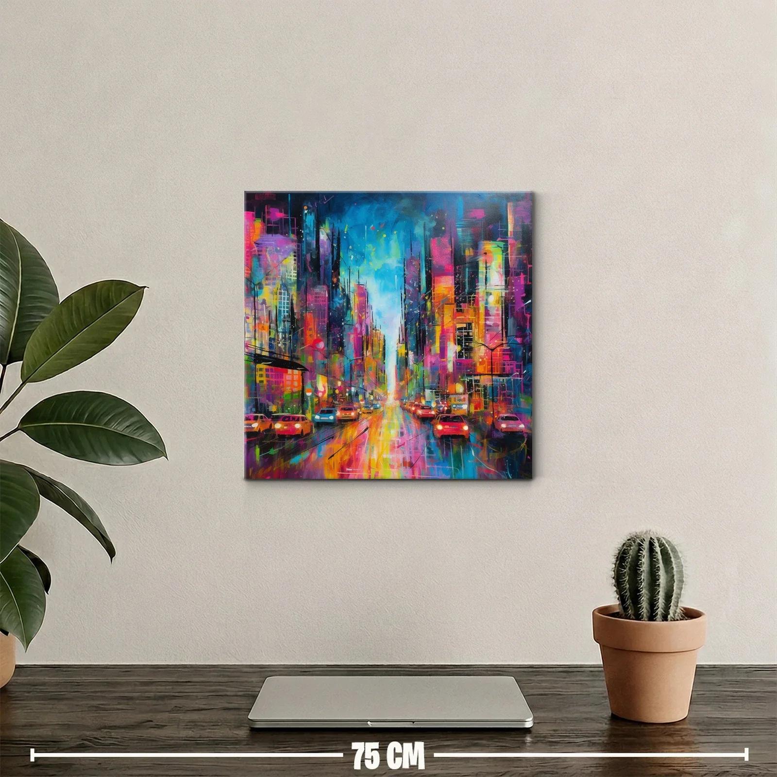 Ciudad vibrante llena de luces y movimiento urbano — miniatura 2