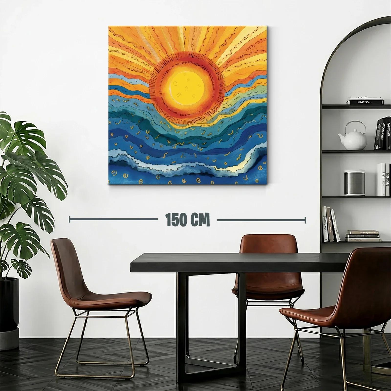 Arte abstracto con sol radiante y olas ondulantes — miniatura 2