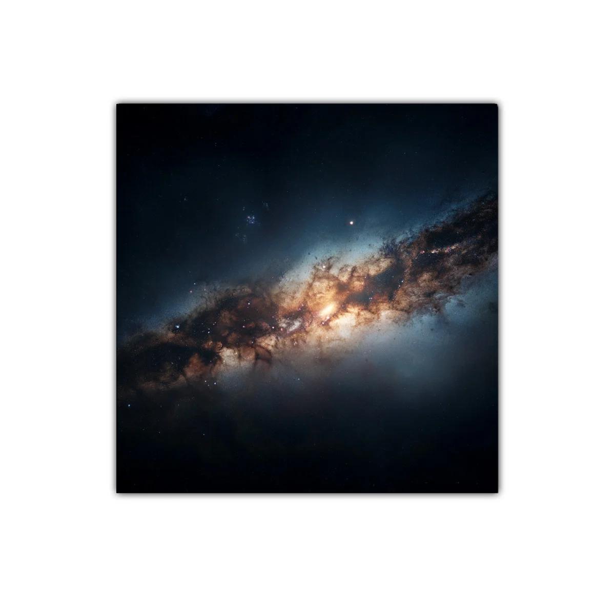 Cuadro decorativo galaxia cósmica en tonos oscuros y cálidos — imagen principal