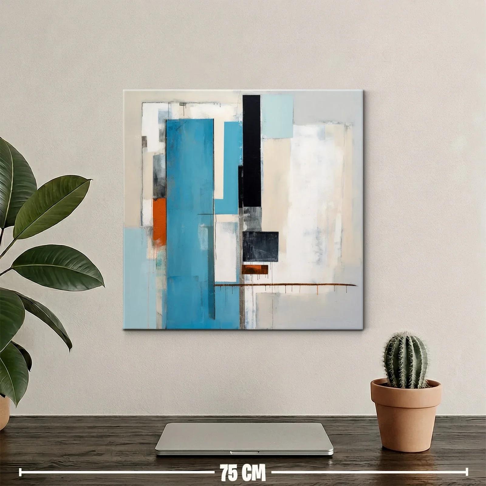 Cuadro abstracto con formas verticales y tonos fríos — miniatura 2