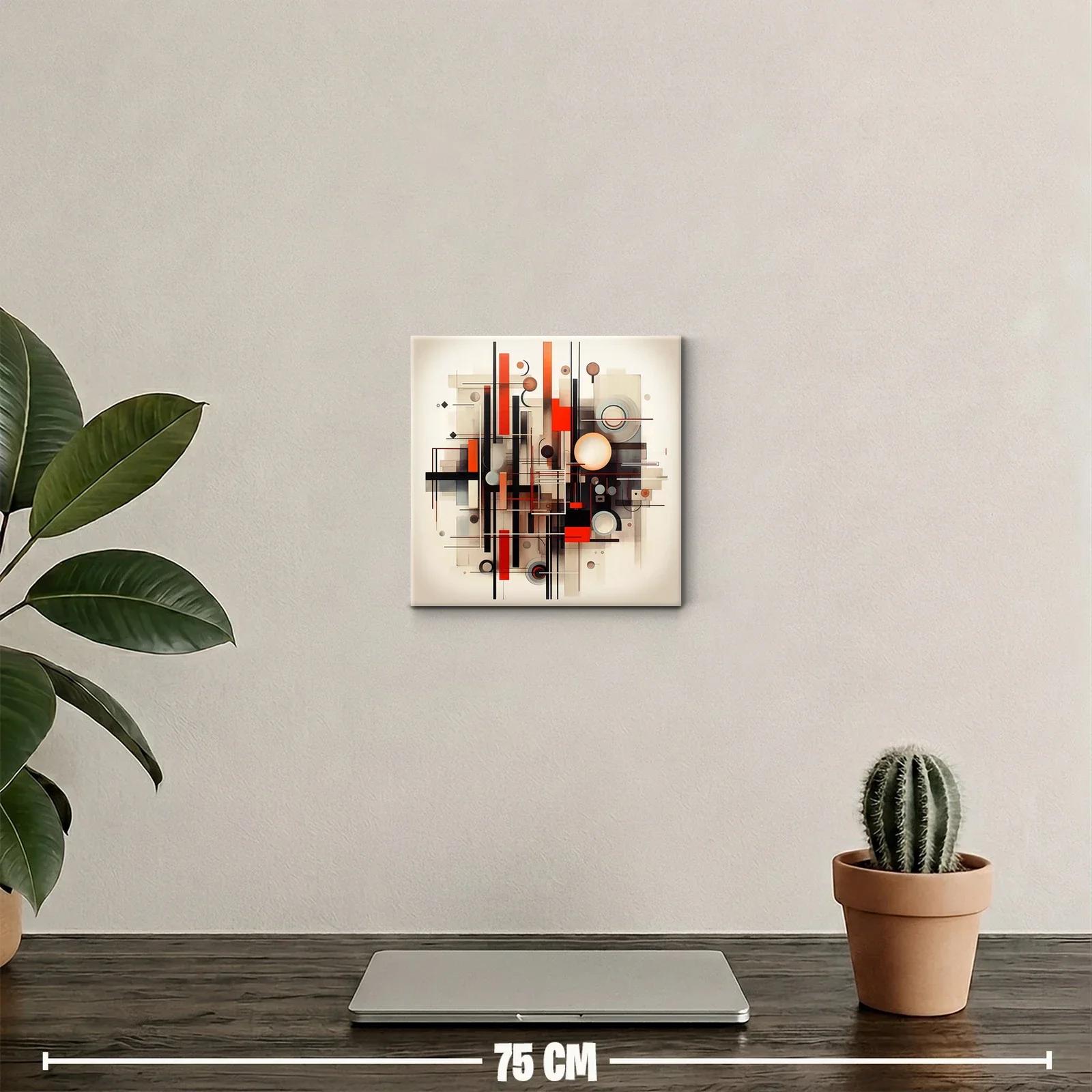 Composición geométrica con líneas y círculos en tonos cálidos — miniatura 2