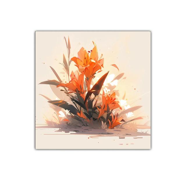 Cuadro decorativo de flores en tonos cálidos y vibrantes