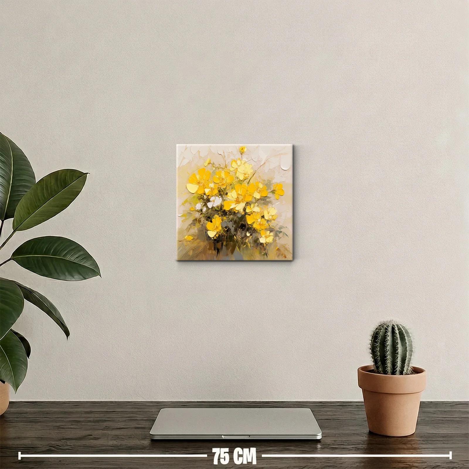 Cuadro decorativo con ramo de flores amarillas vibrantes — miniatura 2