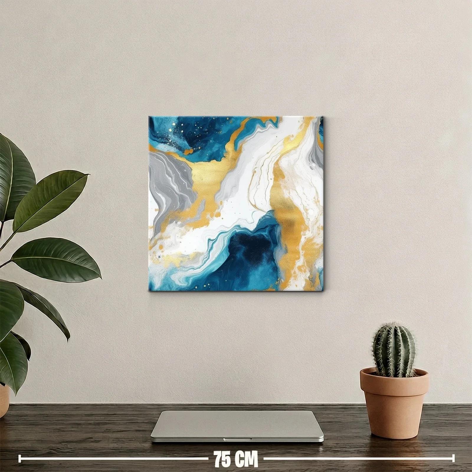 Composición abstracta con tonos dorados y azules intensos — miniatura 2