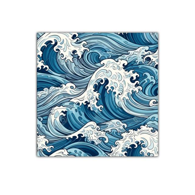 Cuadro decorativo con diseño dinámico de olas marinas azules