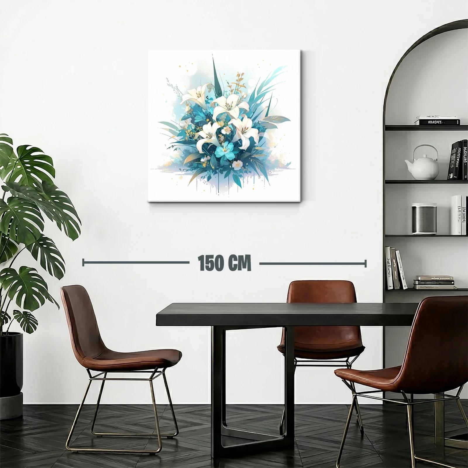 Elegante ramo de lirios blancos con toques azules y dorados — miniatura 2