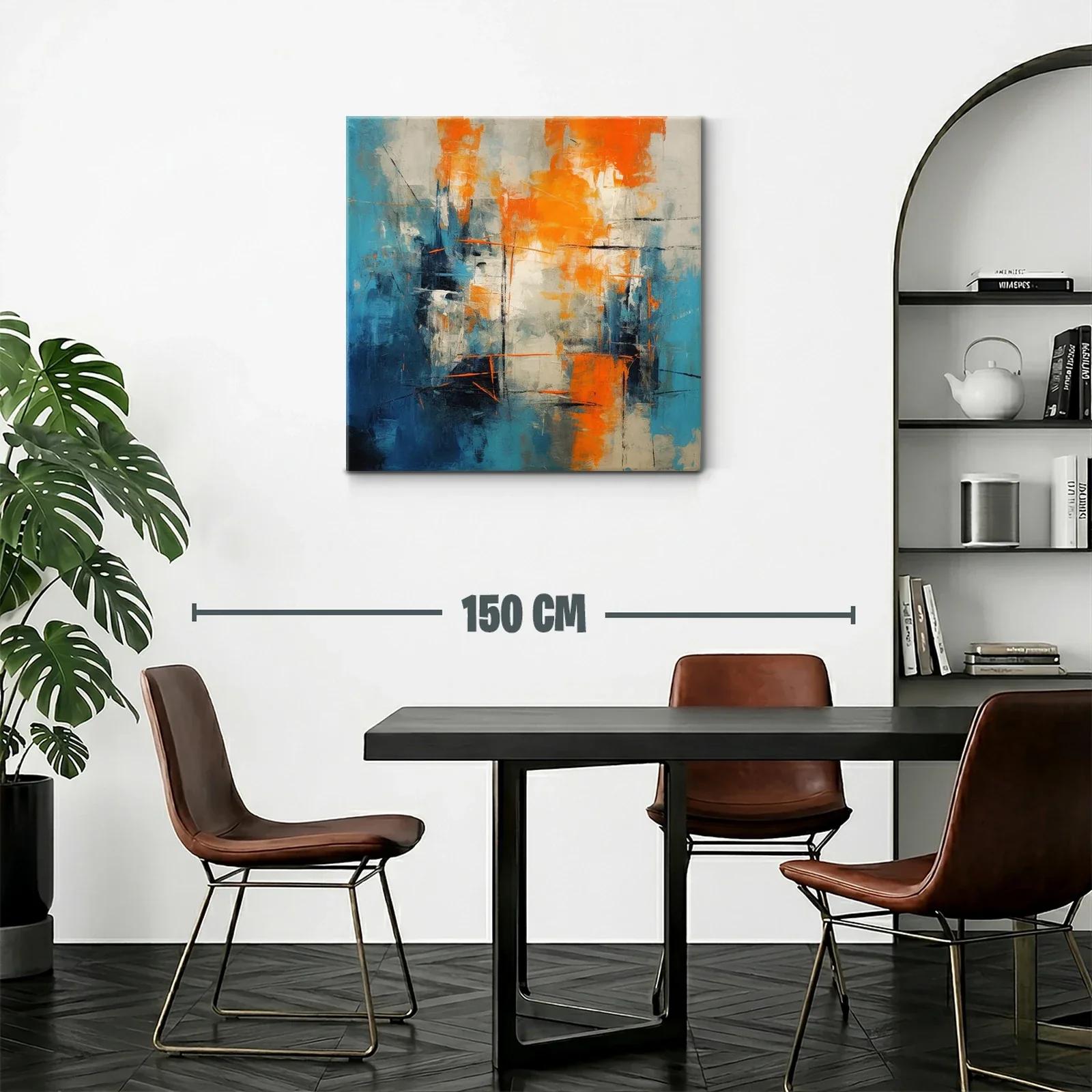 Cuadro abstracto con vibrantes tonos azul y naranja — miniatura 2