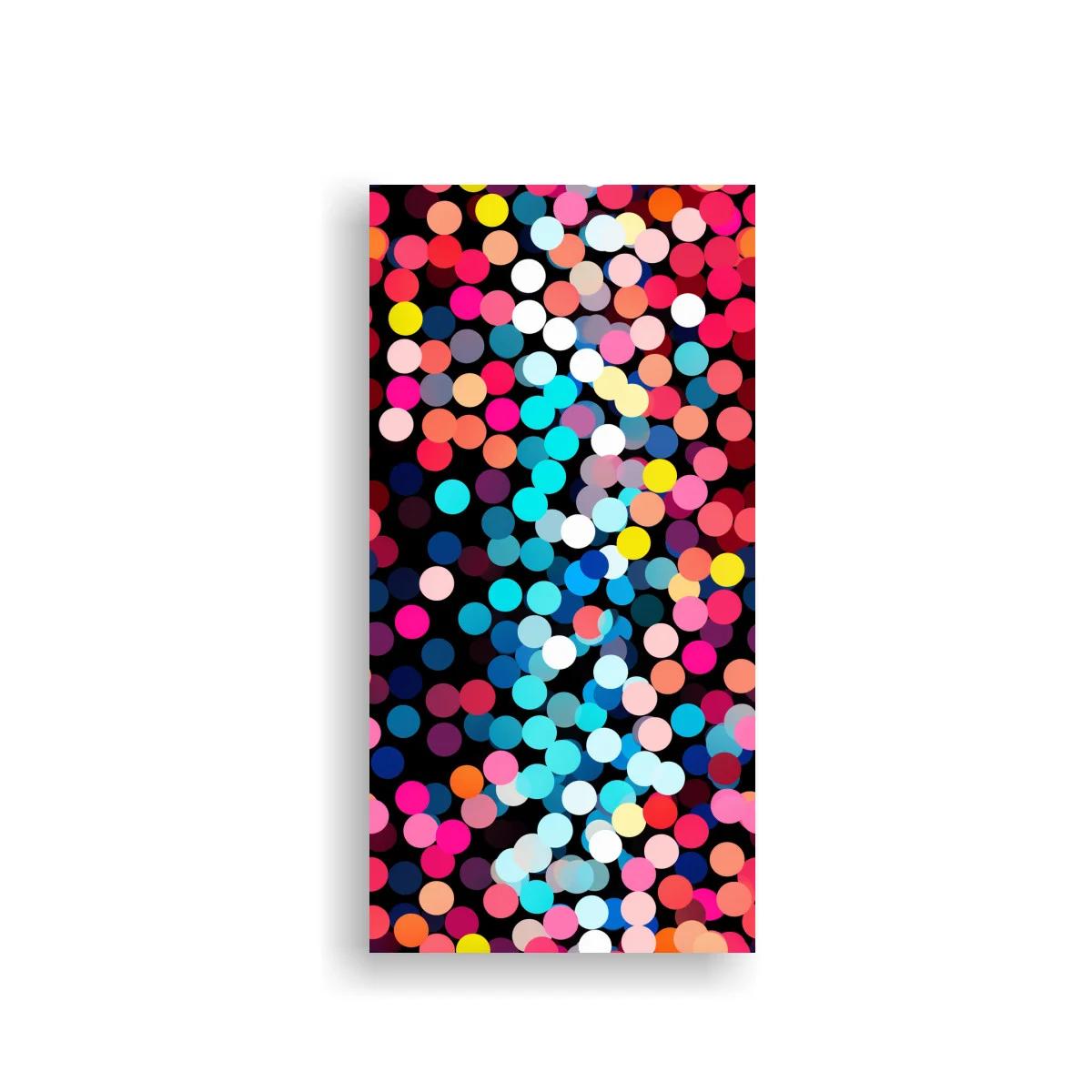 Cuadro patrón de puntos de colores con franja ondulada celeste