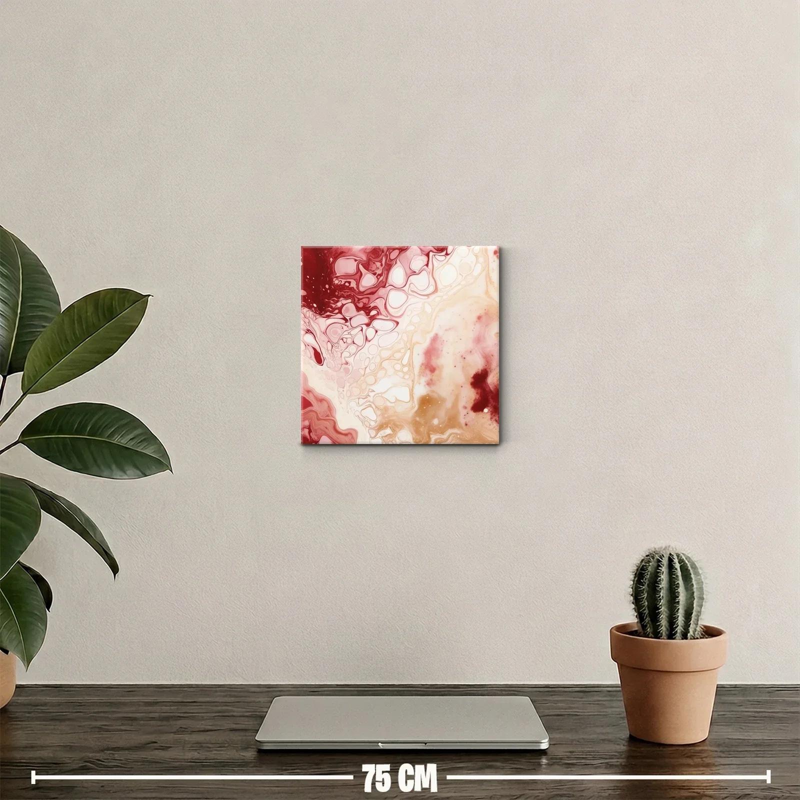Cuadro abstracto con tonos rojos y beige para decoración — miniatura 2