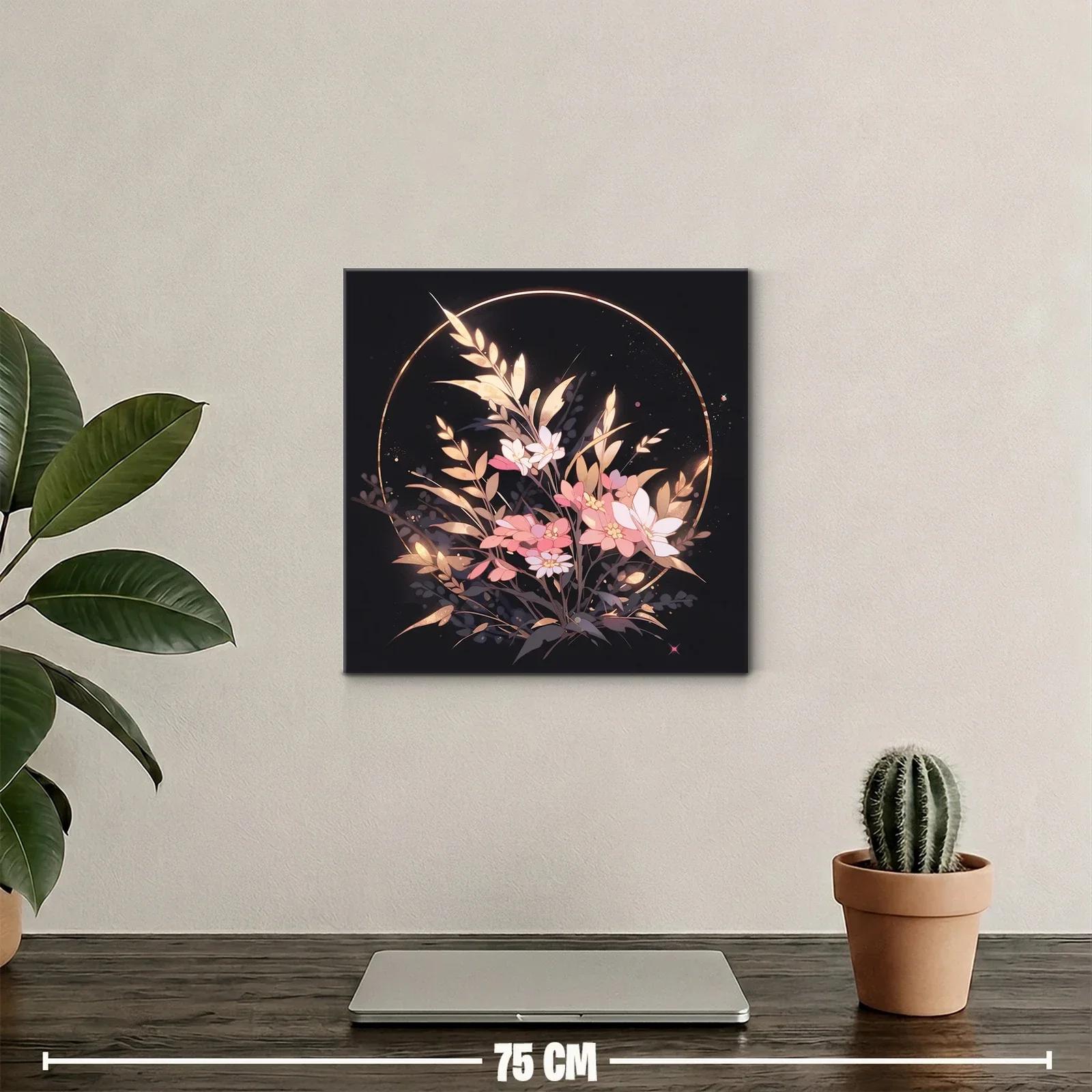 Ramo de flores en tonos cálidos sobre fondo oscuro — miniatura 2