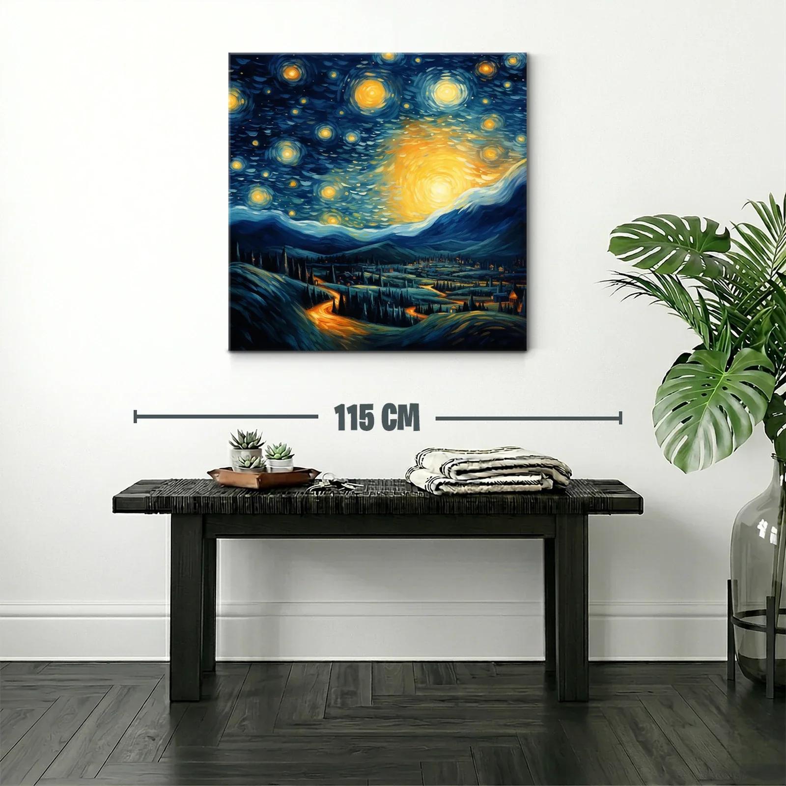 Paisaje nocturno con cielo estrellado vibrante y montañas — miniatura 2