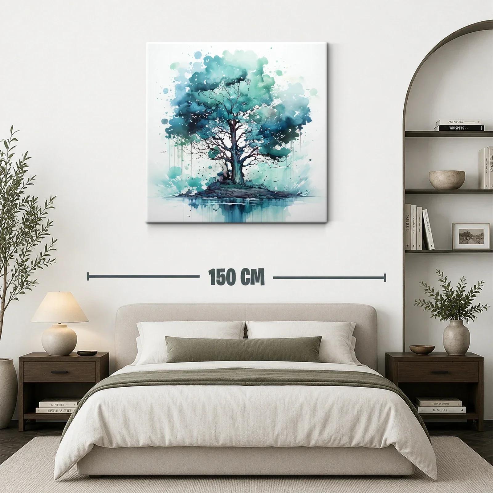 Árbol azul en isla serena con reflejo acuático — miniatura 3