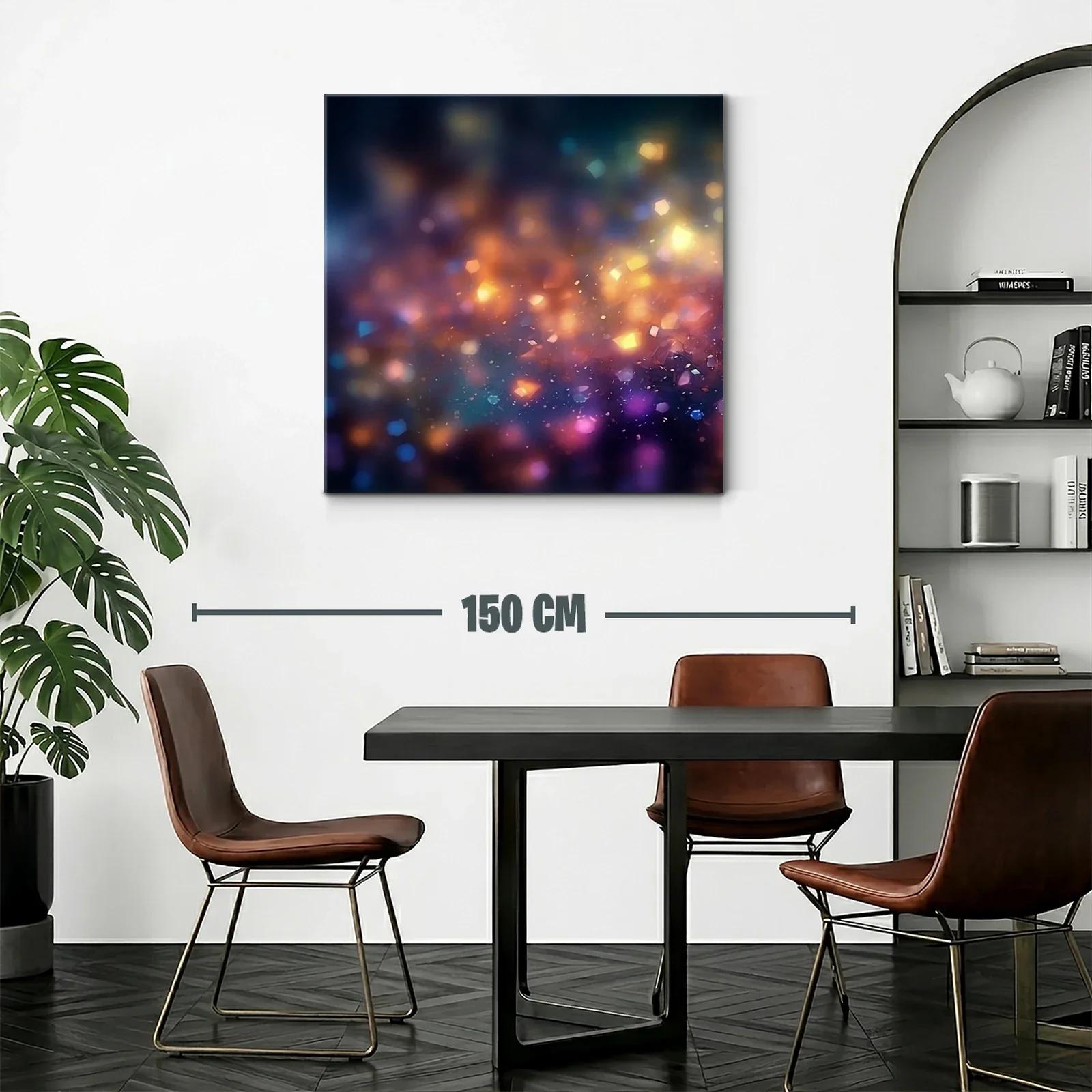 Cuadro abstracto luces difusas en tonos cálidos y fríos — miniatura 2