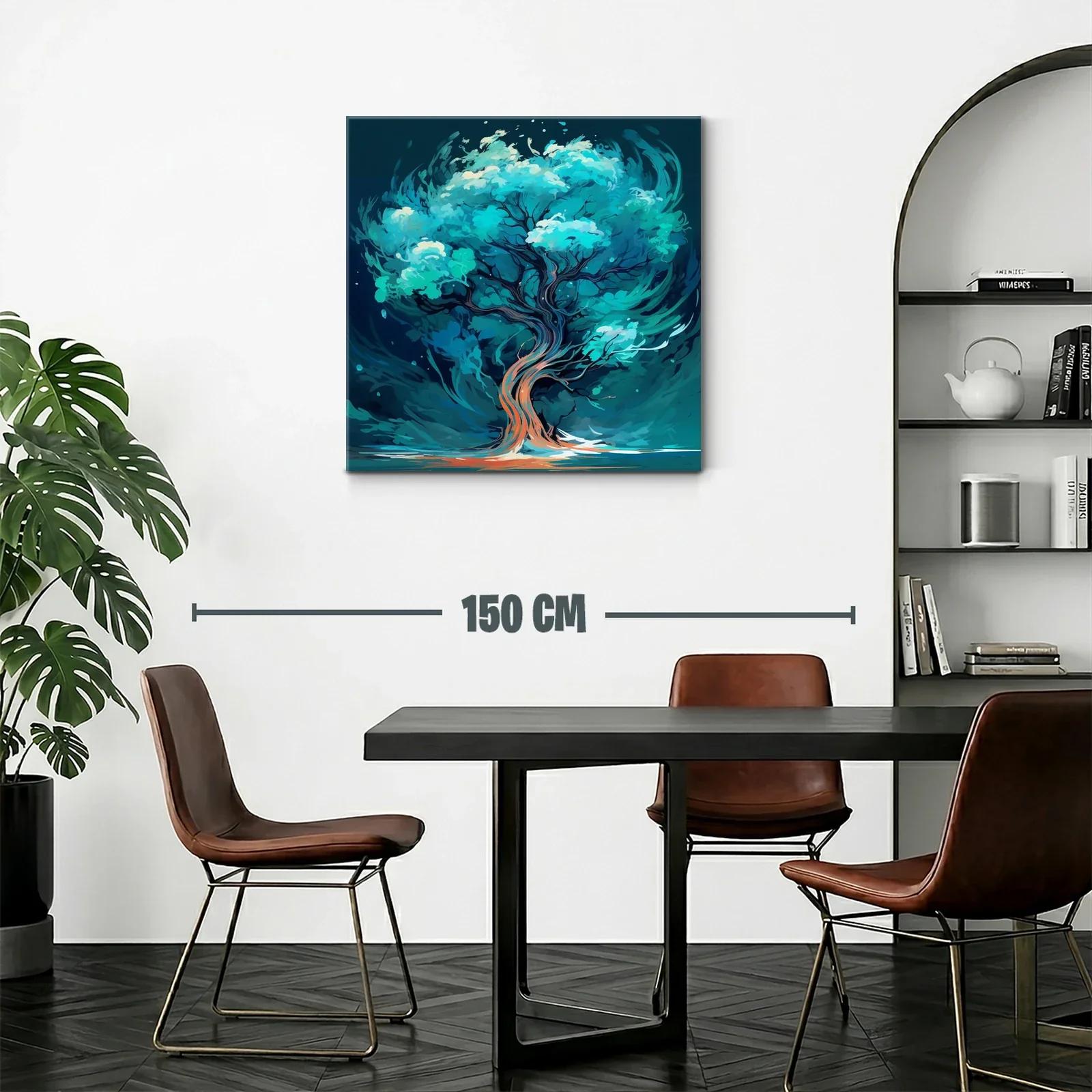 Árbol vibrante en tonos turquesa y azul profundo — miniatura 2