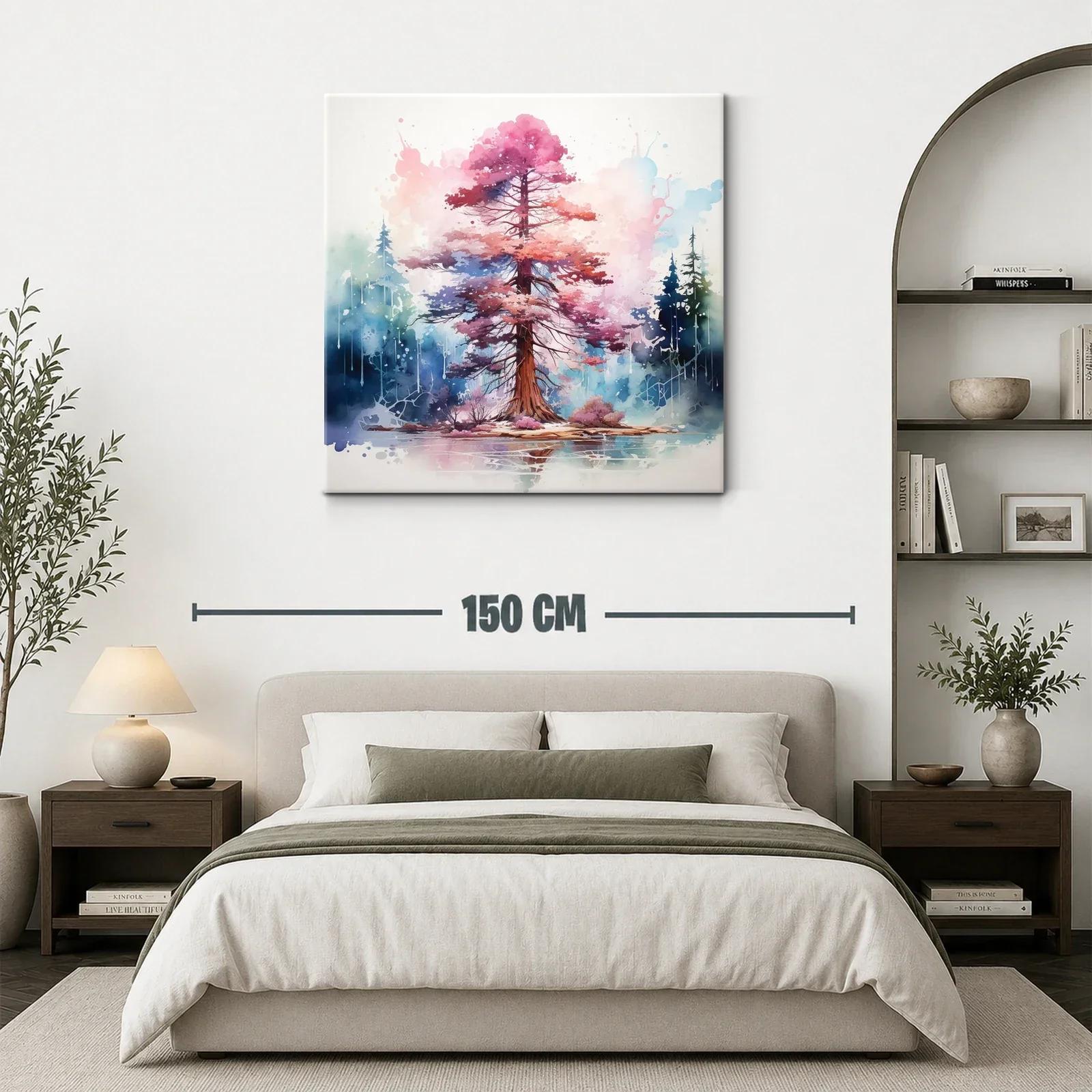 Árbol en tonos rosas y azules con reflejo en agua — miniatura 3