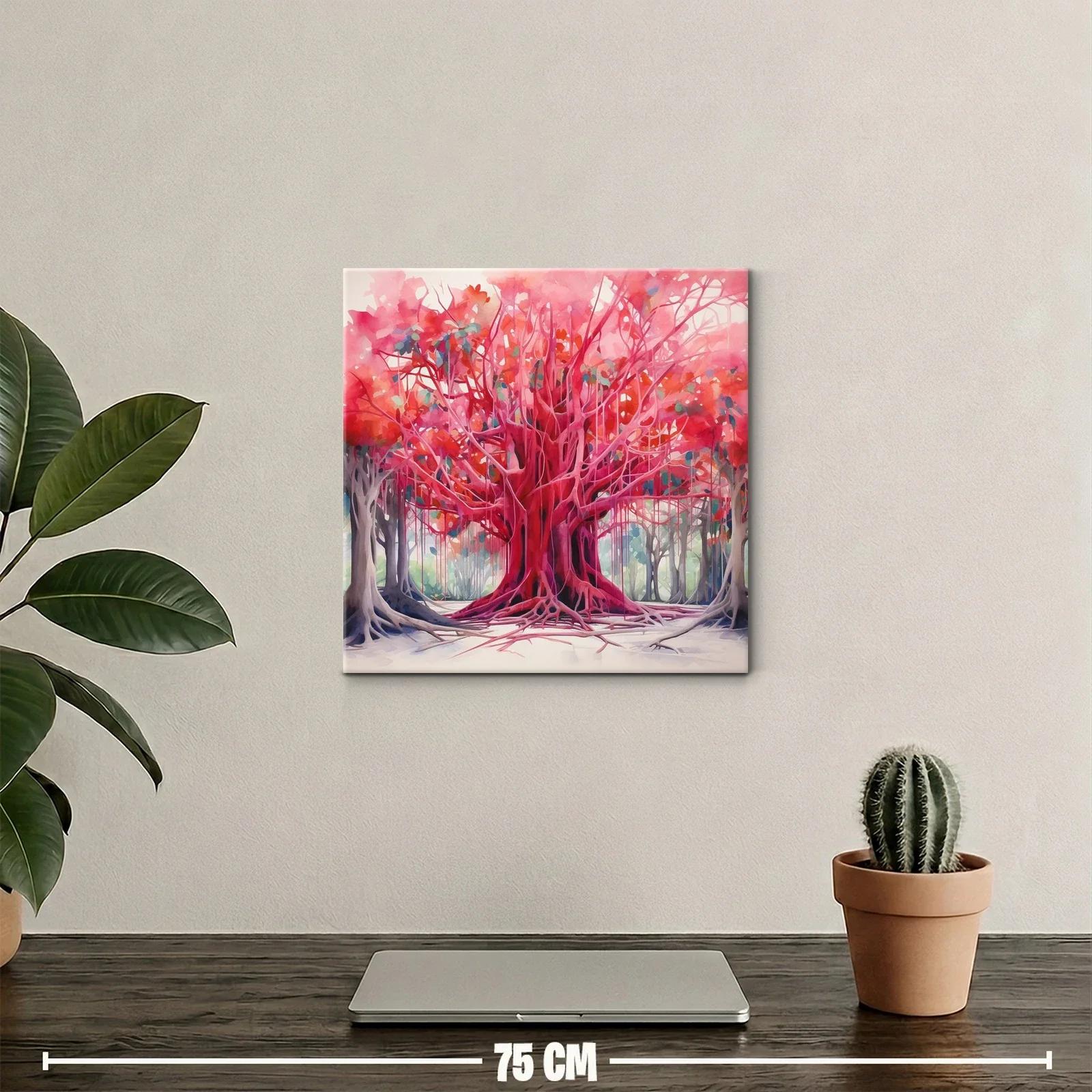 Impresionante árbol rojo en un bosque vibrante — miniatura 2
